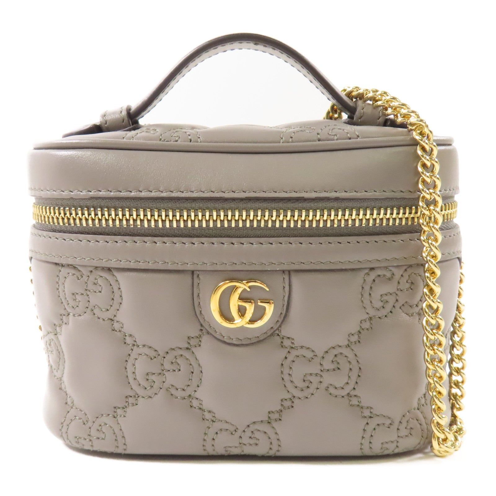 GUCCI 皮革Matelasse Top Handle Mini鏈帶肩背袋