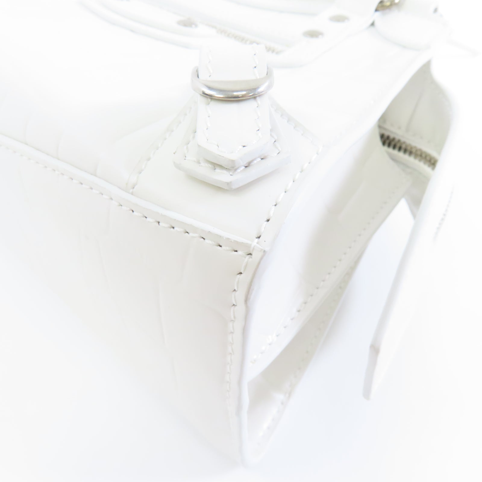 BALENCIAGA 牛皮皮革Neoclassical Mini銀扣手挽肩背兩用袋白色