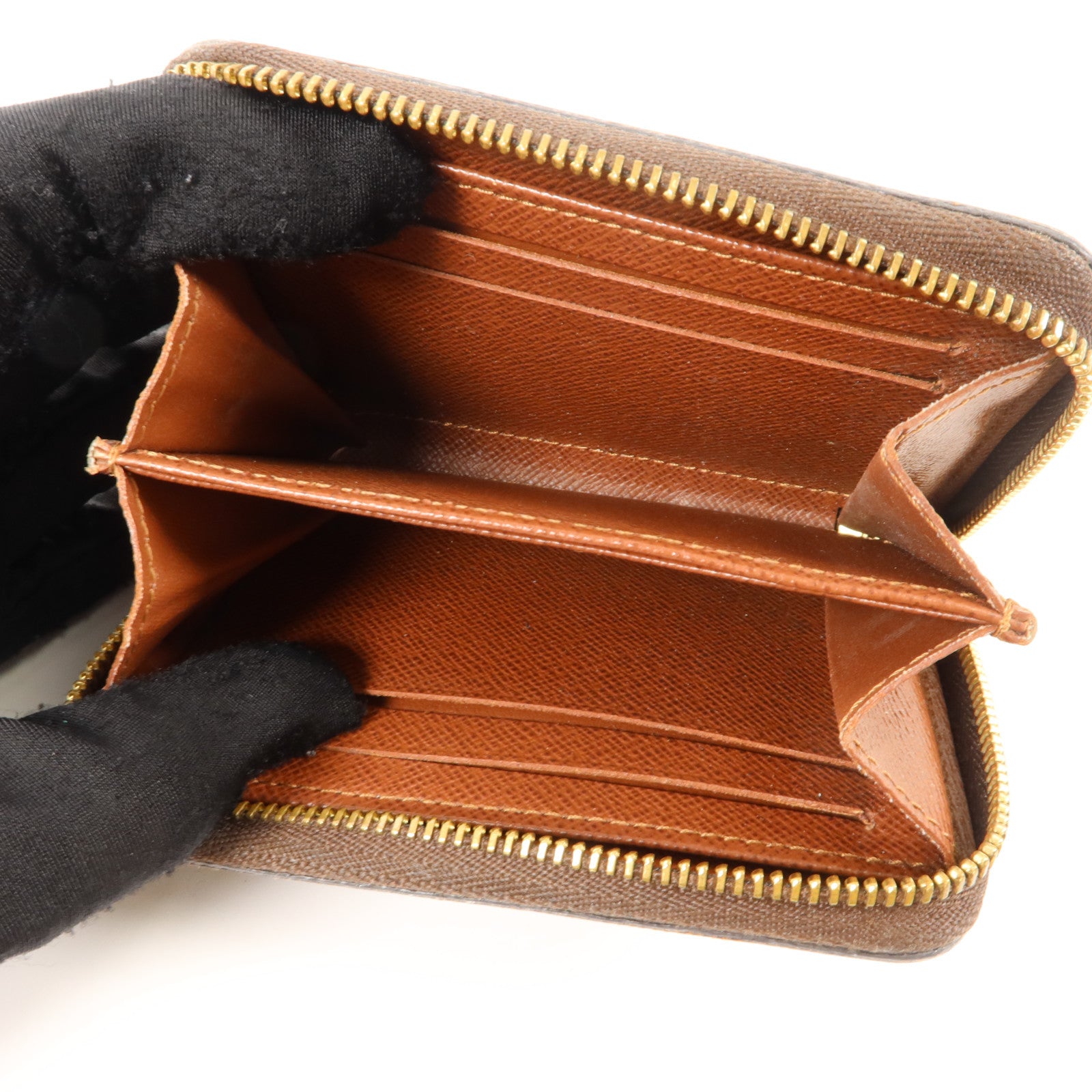 LOUIS VUITTON Monogram Zippy Coin Purse金扣零錢包棕色
