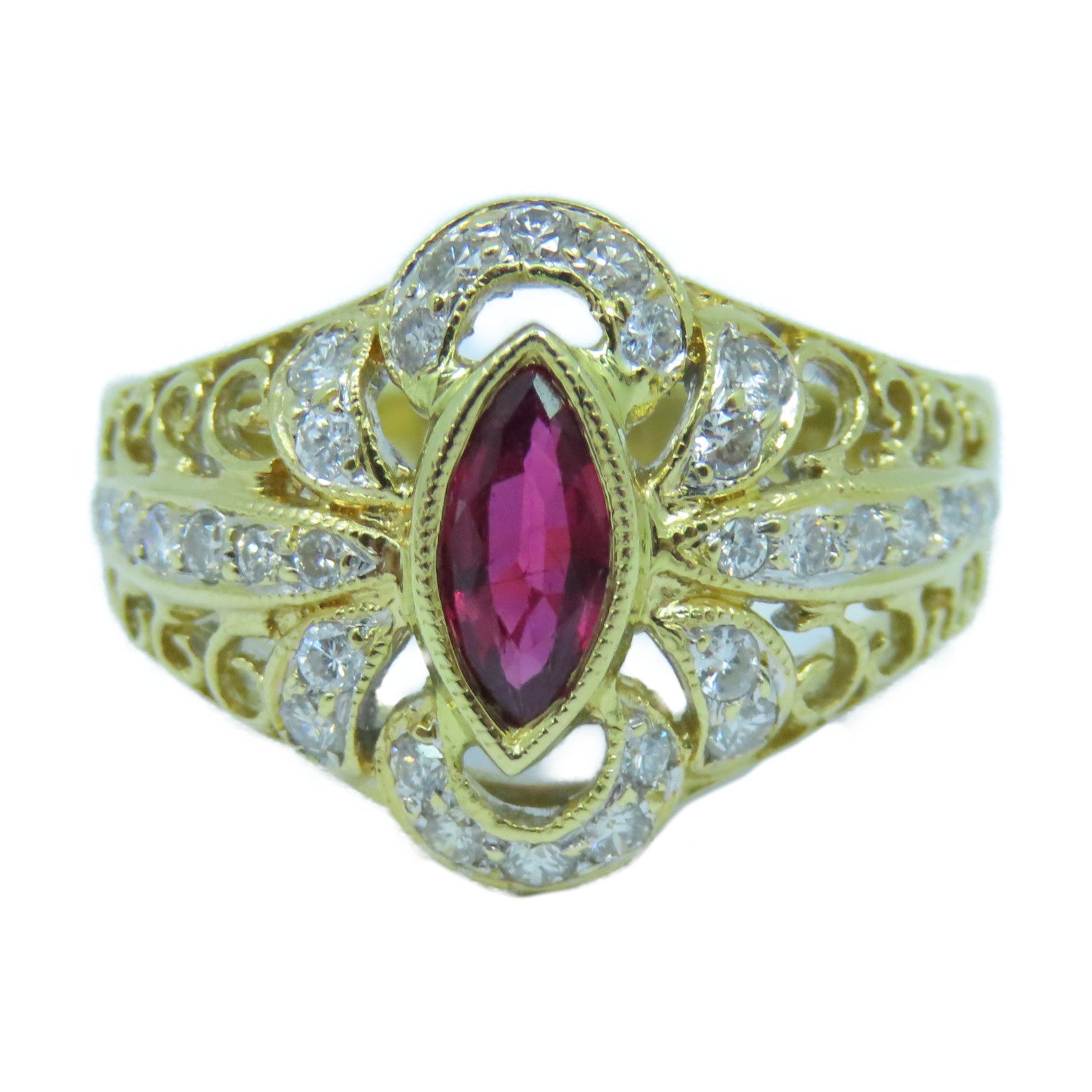 JEWELRY **【激減優惠】18K黃金Ruby Diamond Ring0.45ct紅寶石/0.41ct鑽石戒指US#7