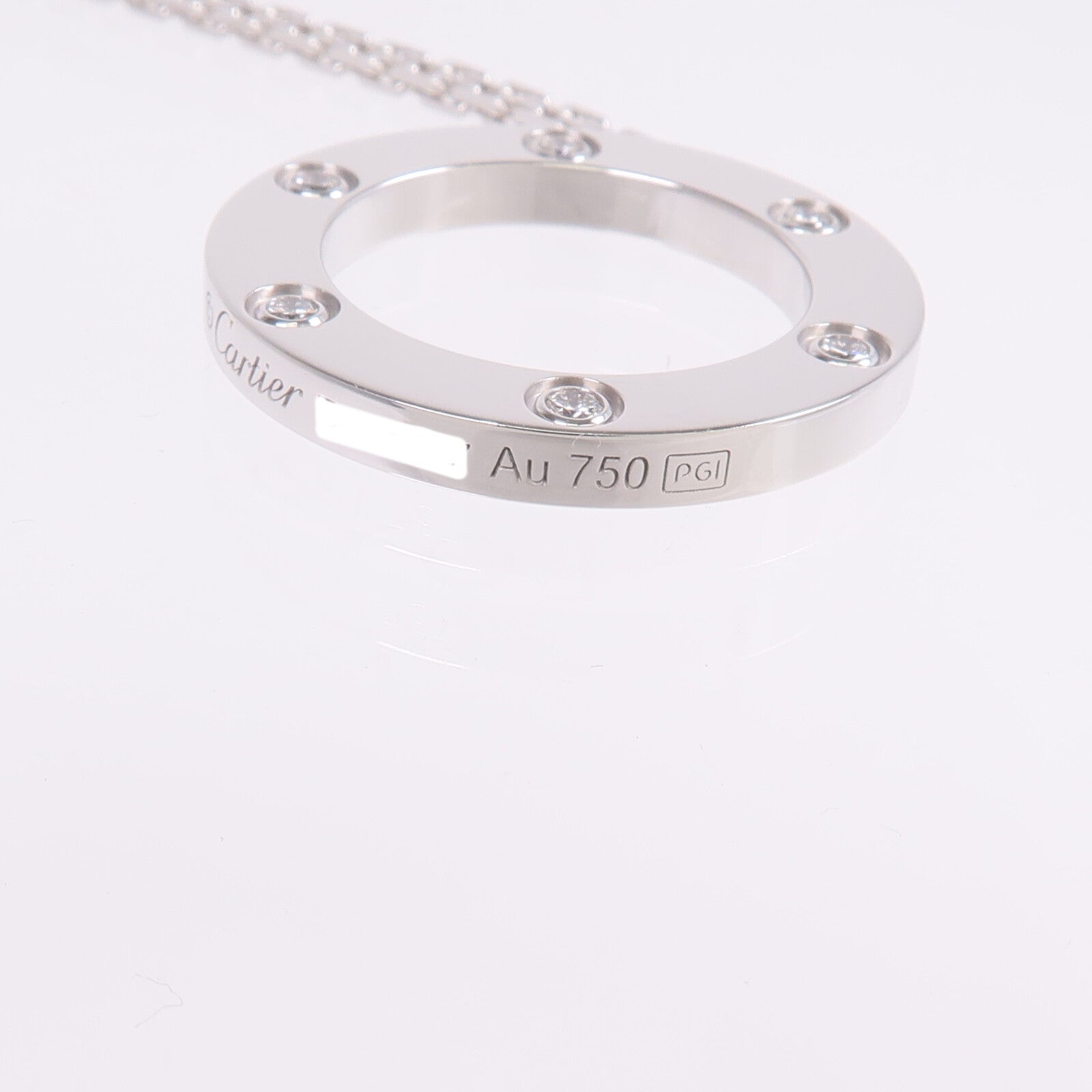 CARTIER 18K白金Love Necklace 6 Diamonds鑽石項鍊