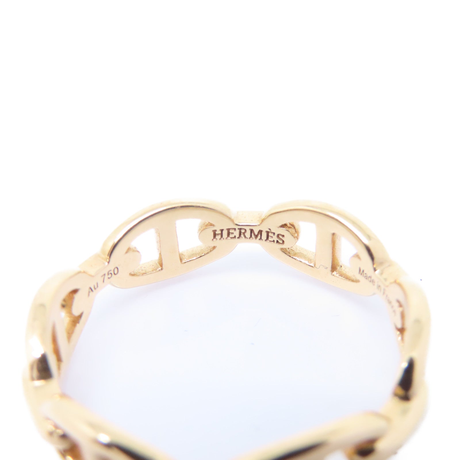 HERMES 18K玫瑰金Chaine Dancre Enchainee Ring戒指Hermes#58 US#8.25
