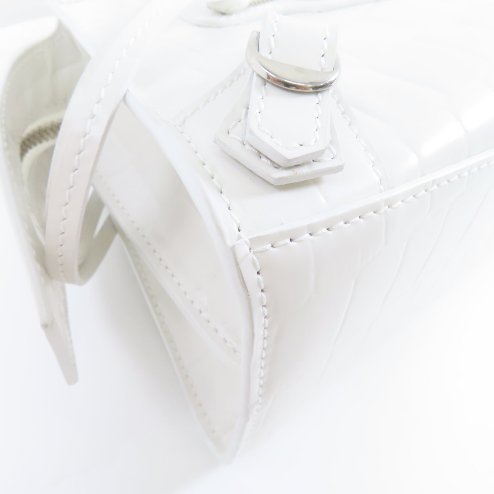 BALENCIAGA 牛皮皮革Neoclassical Mini銀扣手挽肩背兩用袋白色