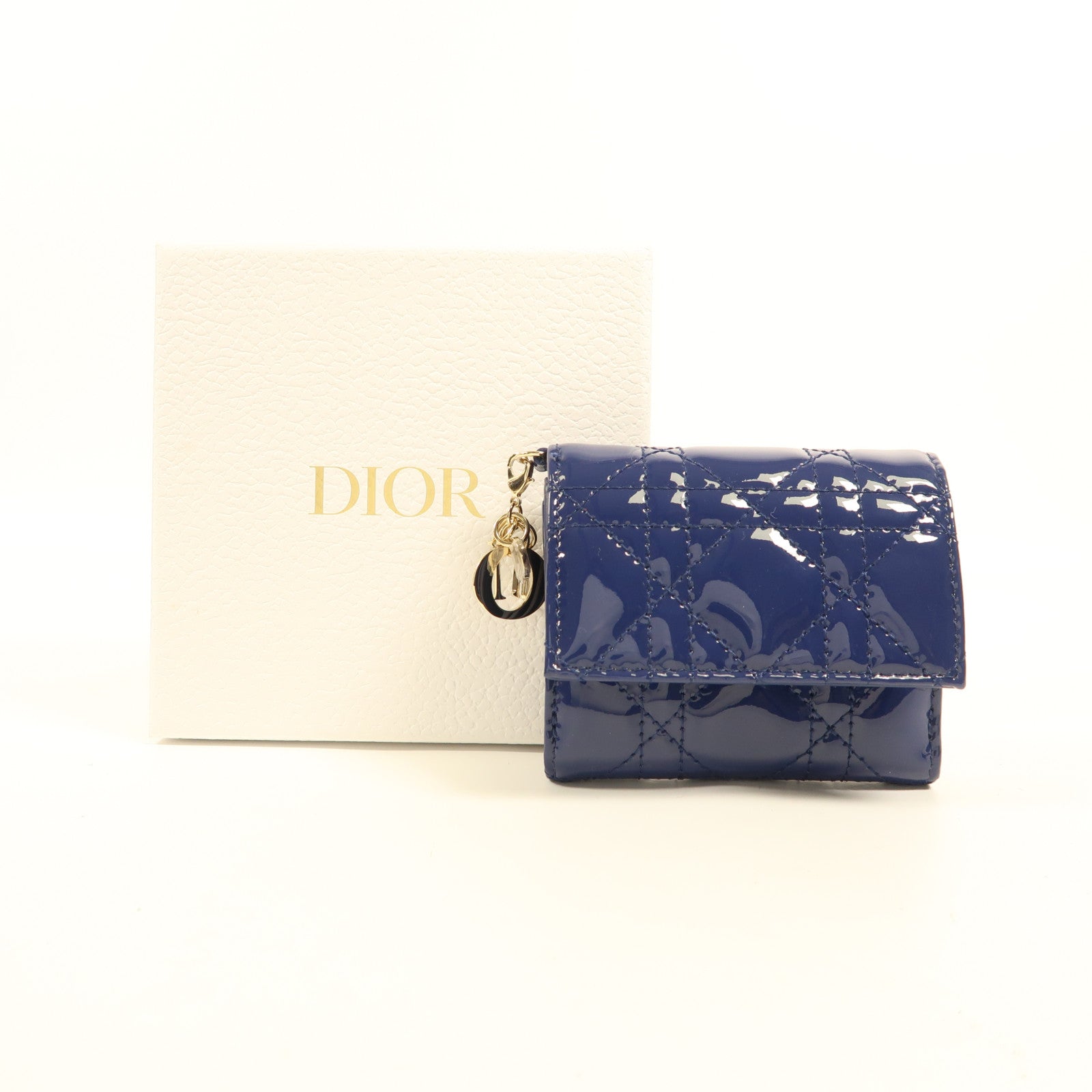 Dior 漆皮皮革Lady Dior Wallet金扣錢包