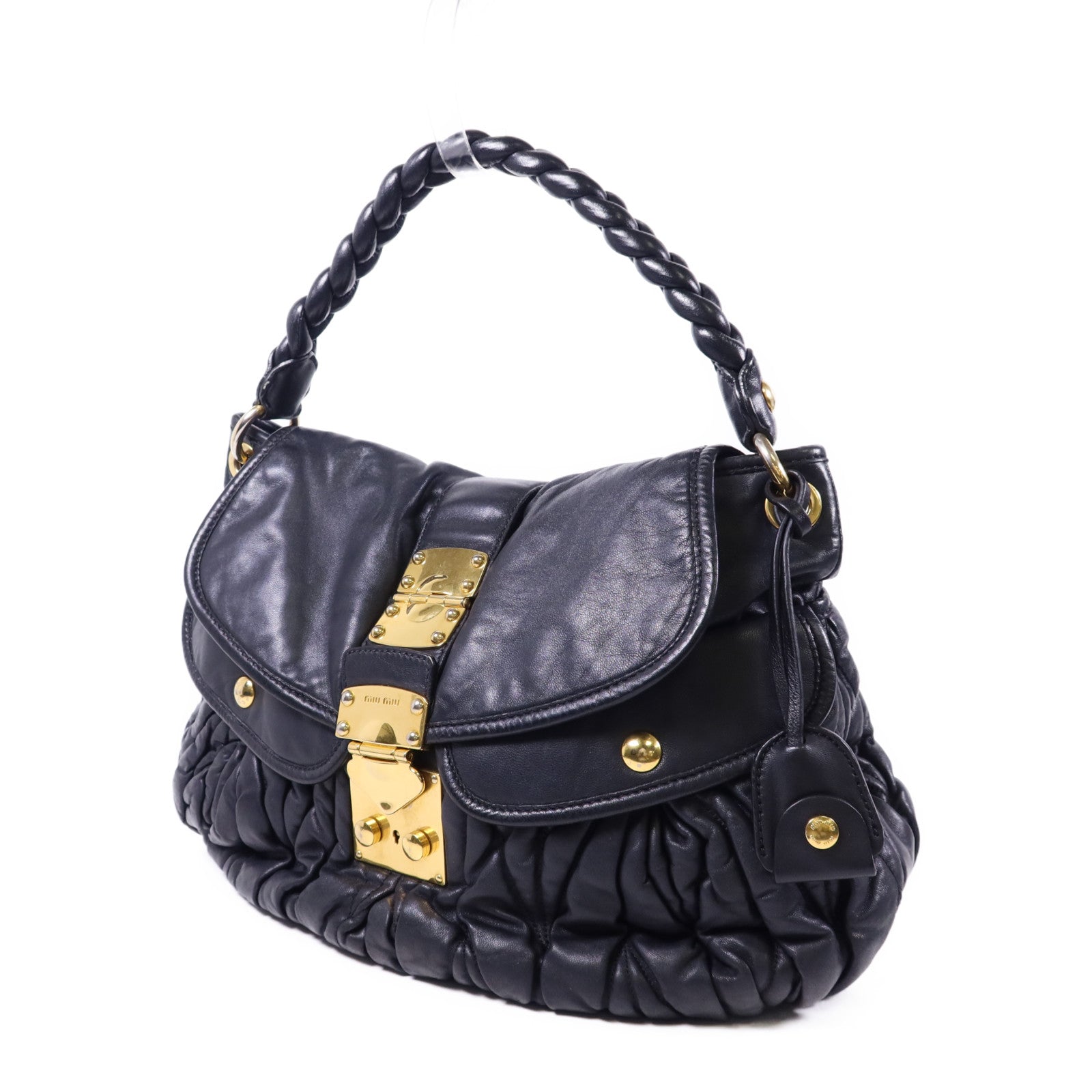 Miu Miu 羊皮皮革2 Way Shoulder Bag金扣手挽肩背兩用袋