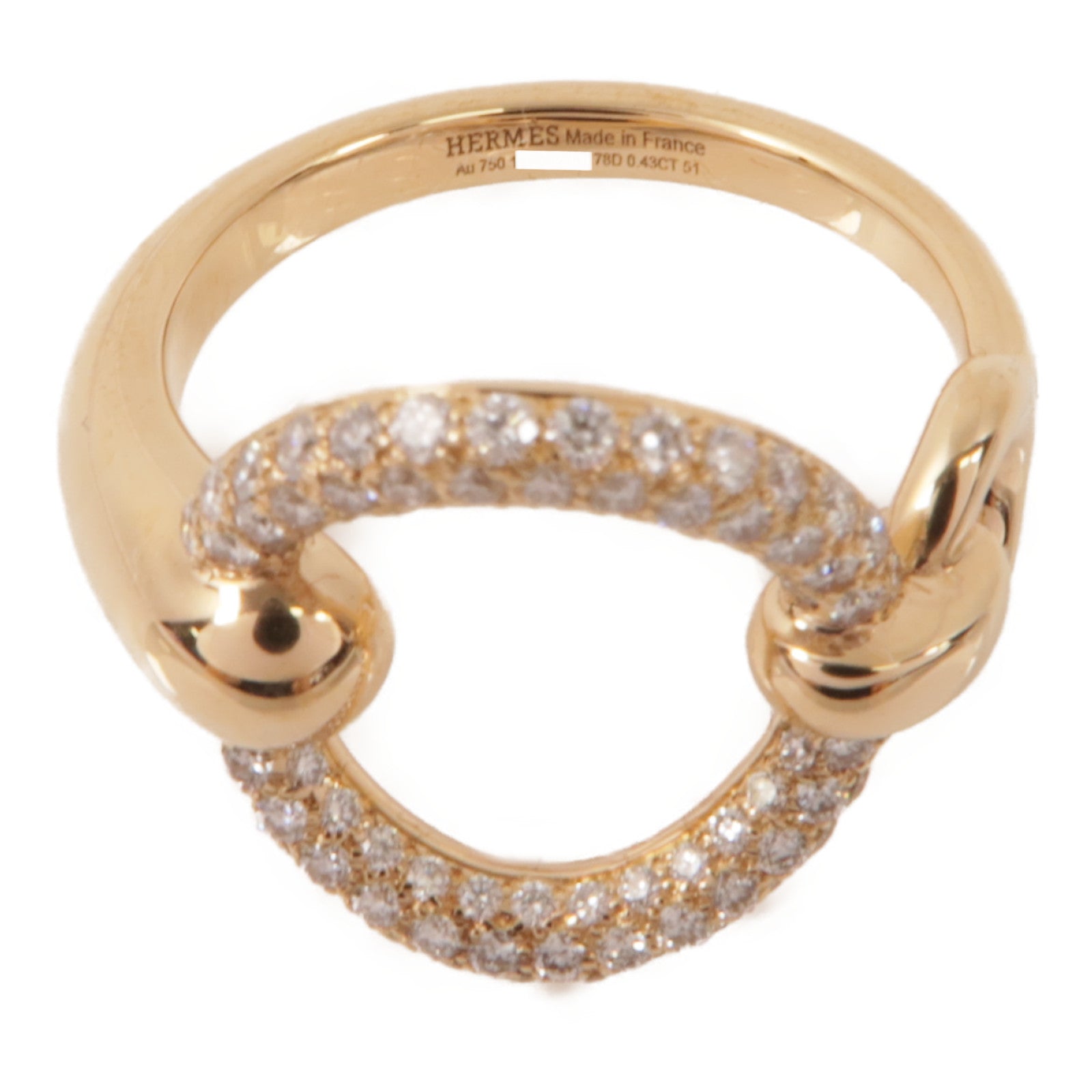 HERMES 18K玫瑰金Filet d'Or Ring Large Model鑽石戒指Cartier#51/US#5.5