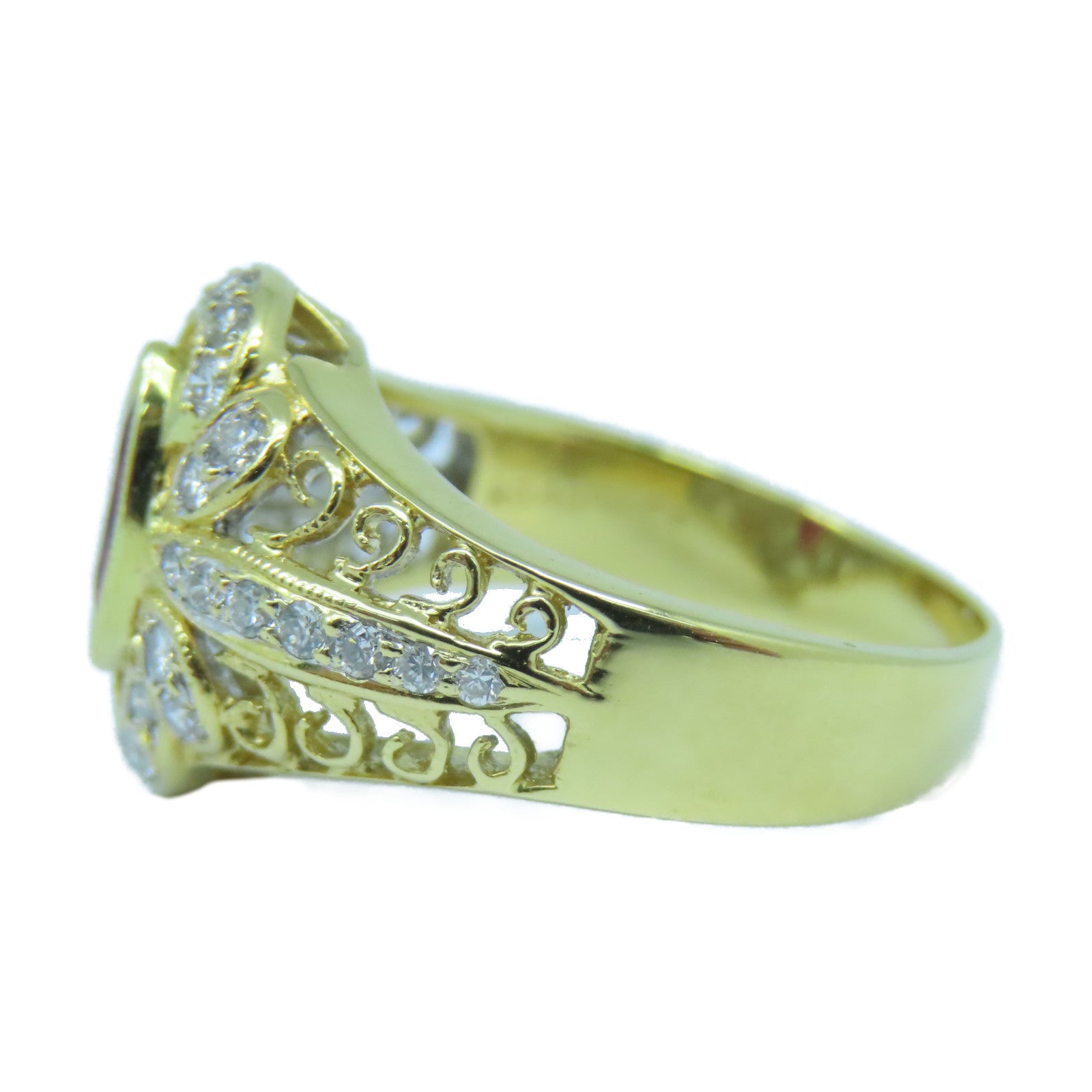 JEWELRY **【激減優惠】18K黃金Ruby Diamond Ring0.45ct紅寶石/0.41ct鑽石戒指US#7
