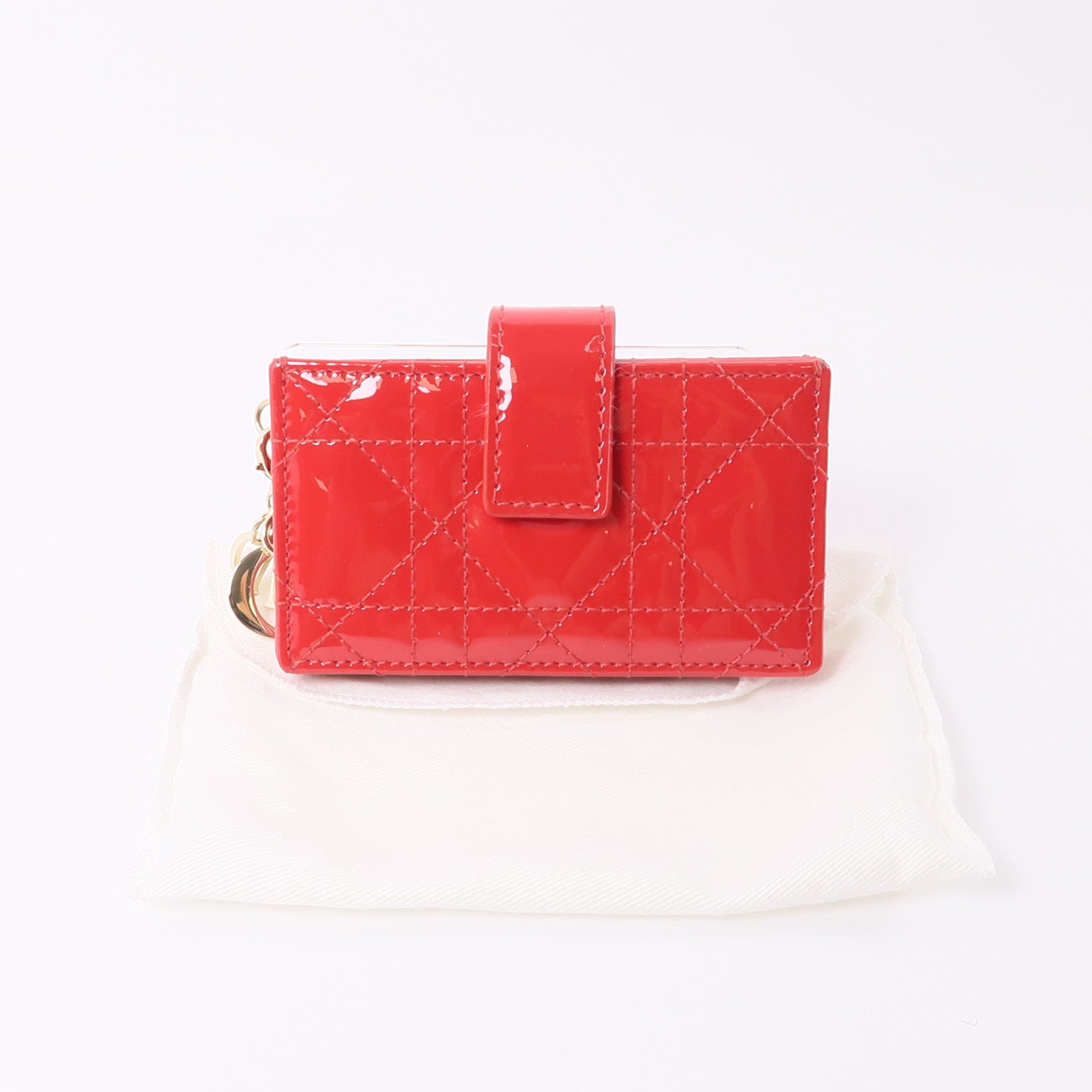 Dior 漆皮皮革Card Case金扣卡片套紅色