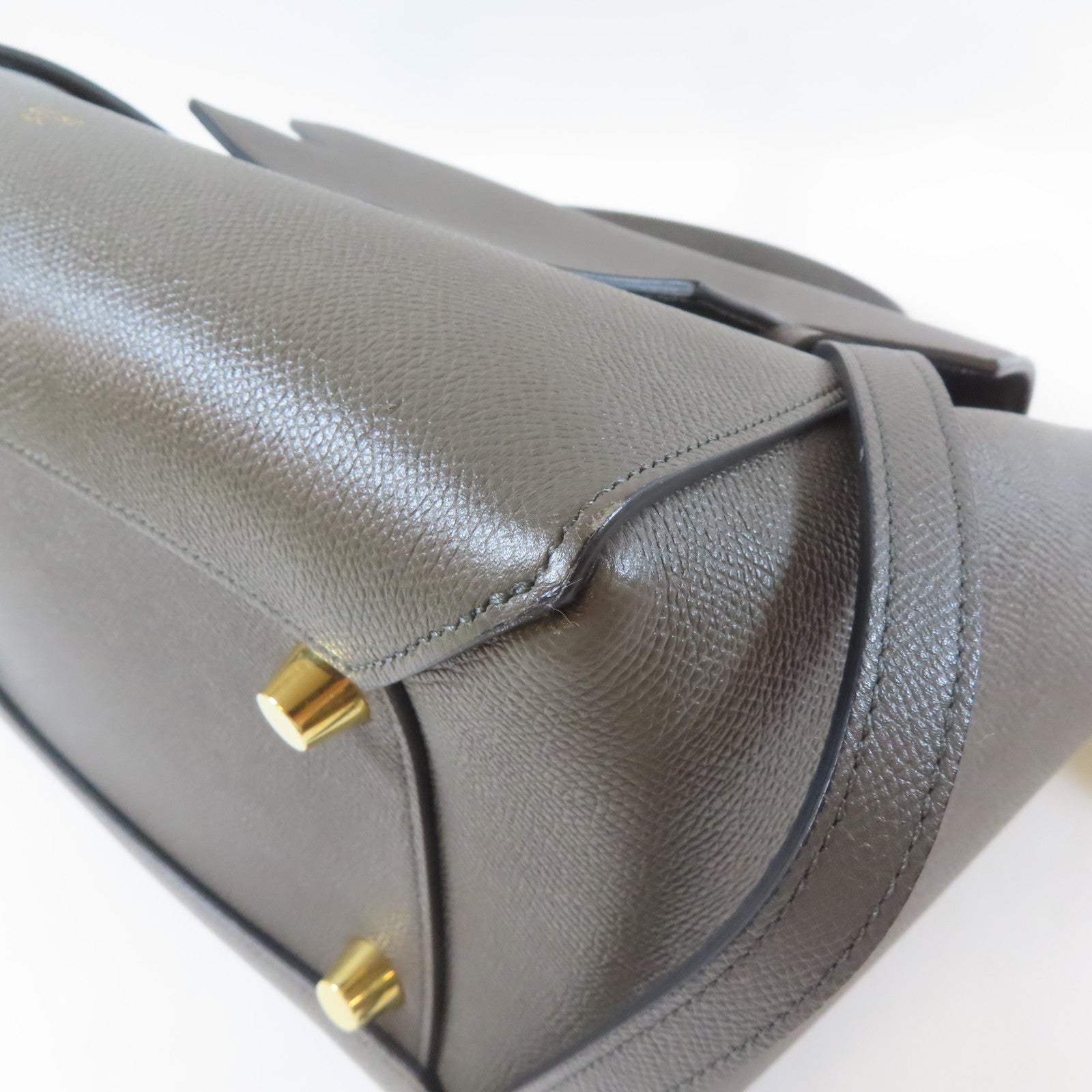 CELINE 牛皮皮革Belt Bag金扣手挽肩背兩用袋灰色