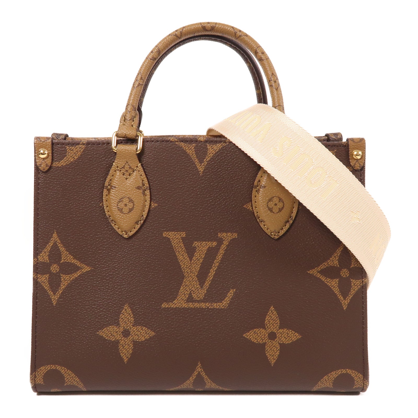 LOUIS VUITTON Monogram Giant OnTheGo PM金扣手挽肩背兩用袋棕色
