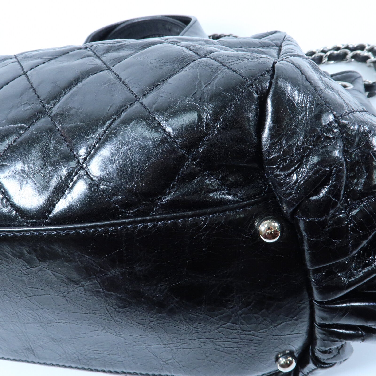 CHANEL 牛皮皮革/Tweed Portobello Tote銀扣鏈帶手挽肩背兩用袋