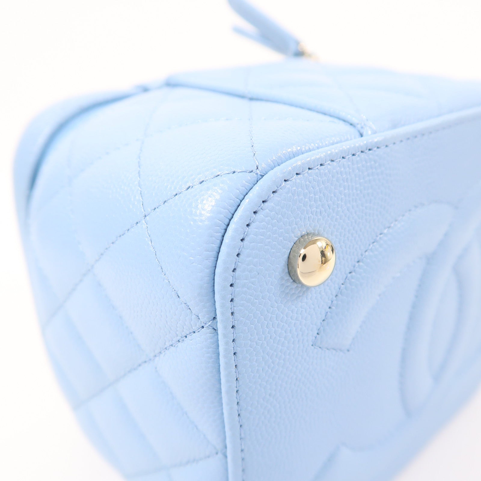 CHANEL 牛皮皮革Vanity Bag金扣鏈帶手挽肩背兩用袋