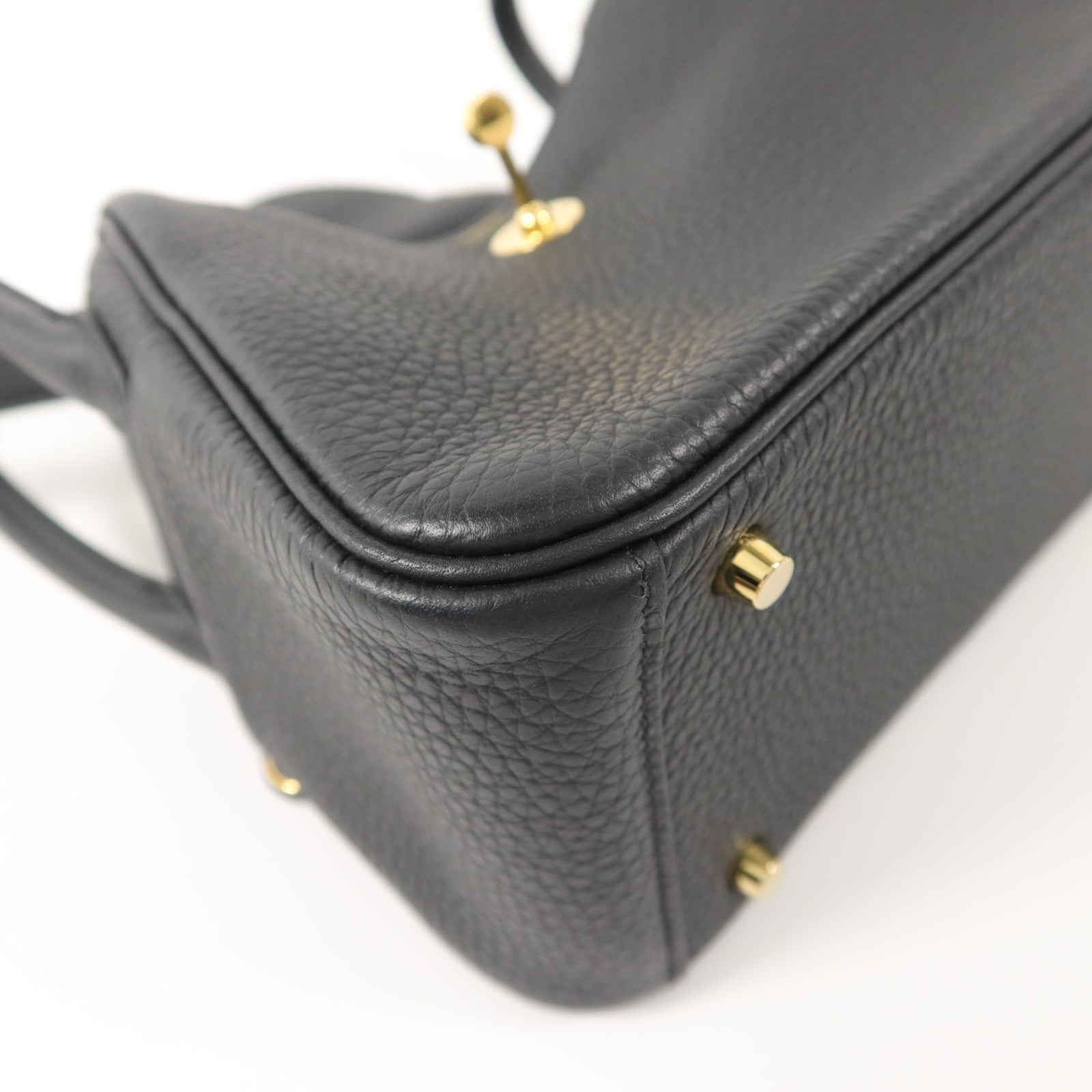 HERMES Clemence皮革Mini Lindy手挽肩背兩用袋Noir