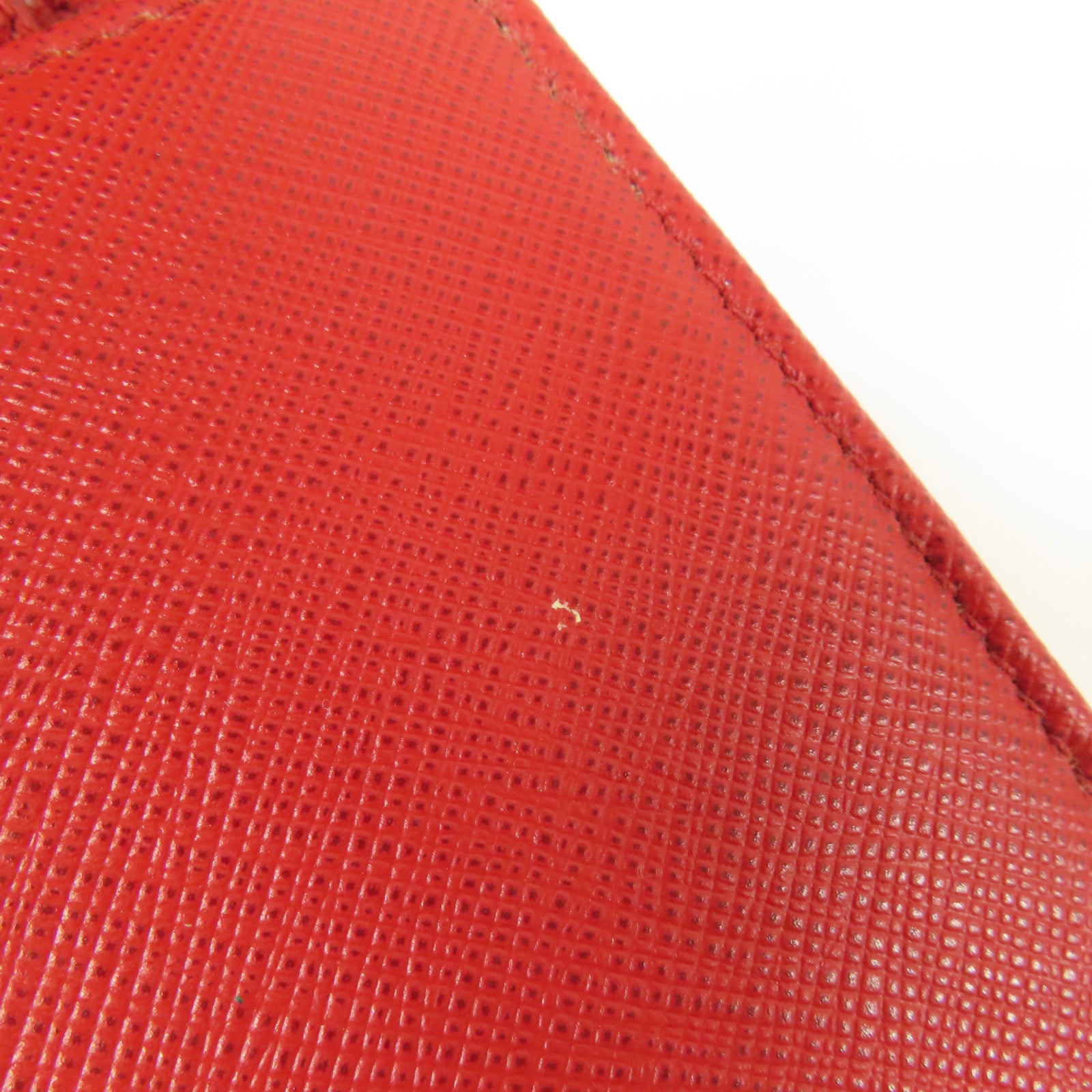 PRADA GHW Chain Wallet Shoulder Bag Saffiano Leather Red
