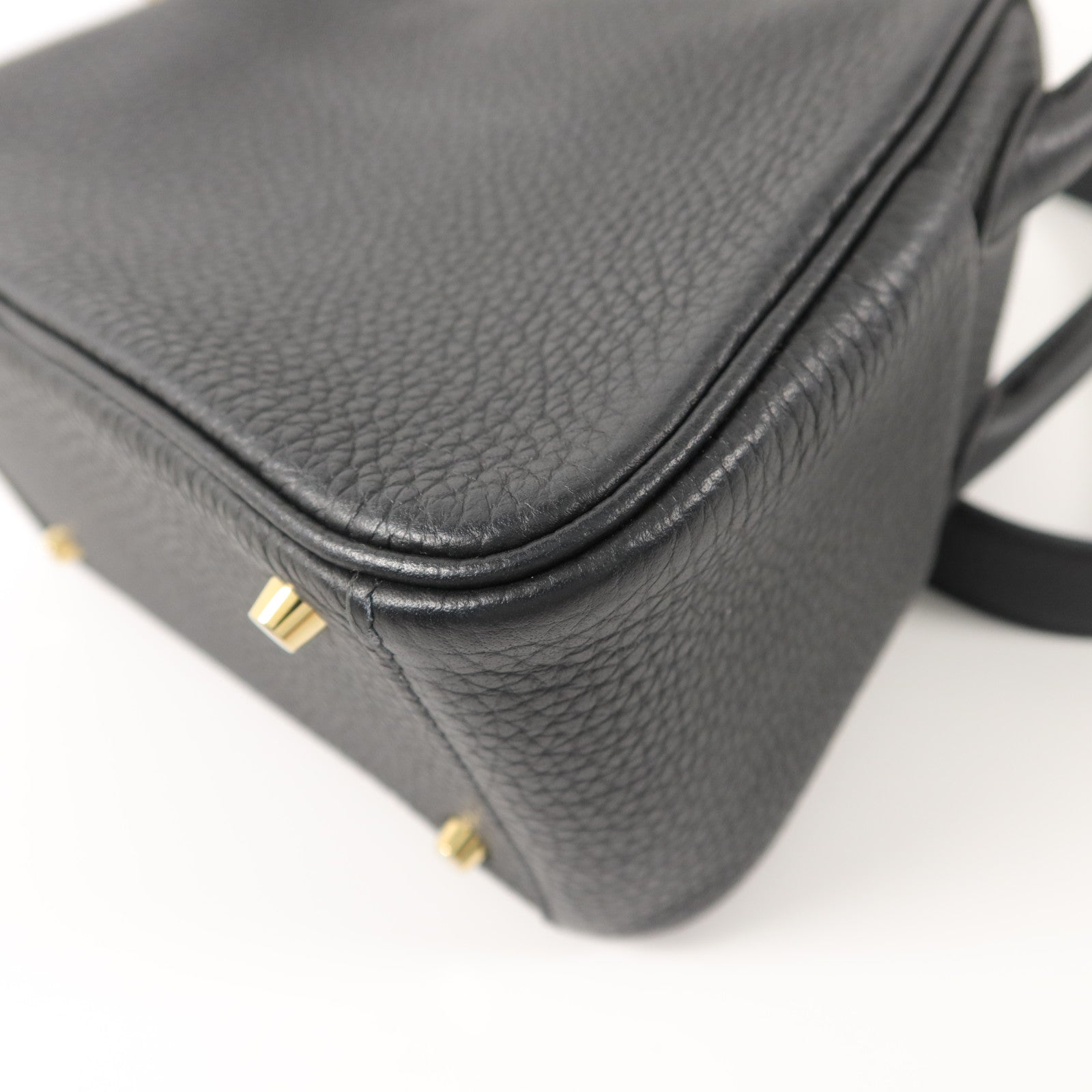 HERMES Clemence皮革Mini Lindy手挽肩背兩用袋Noir