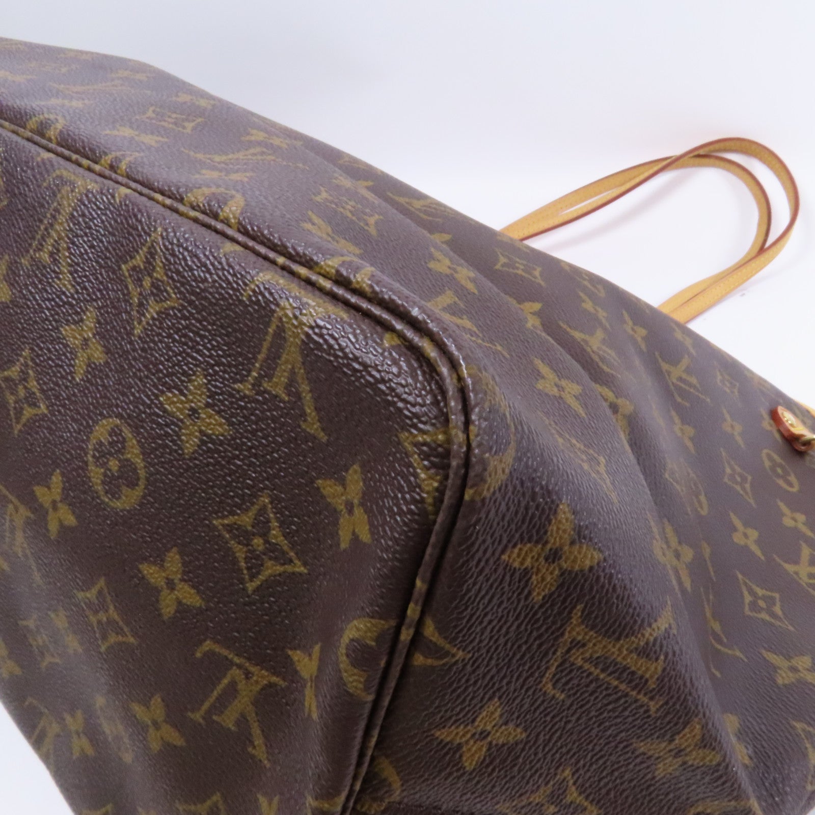 LOUIS VUITTON Monogram Neverfull GM金扣手挽袋啡色