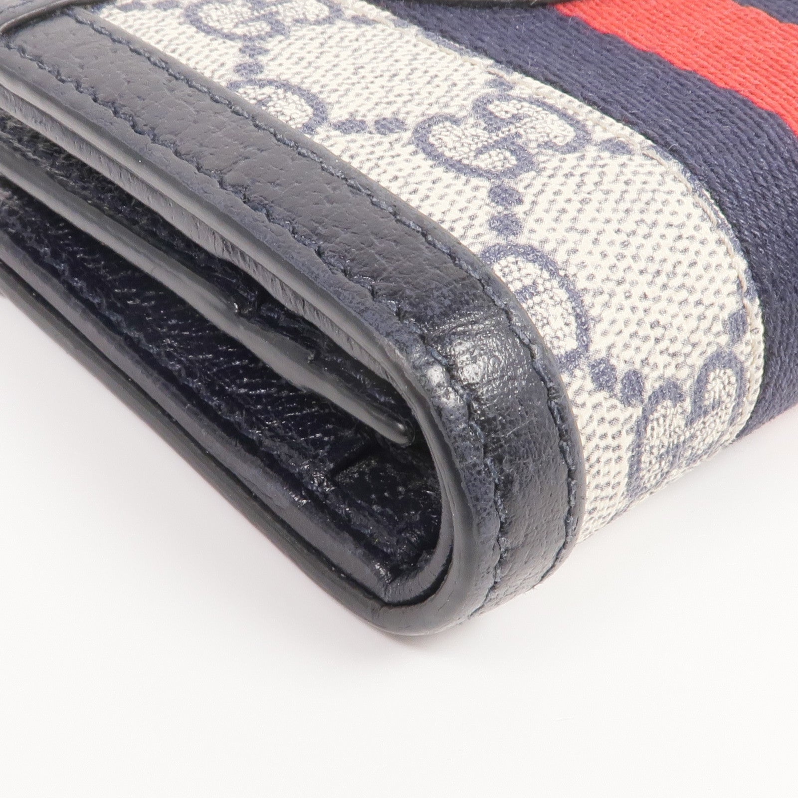 GUCCI 塗層帆布/皮革Ophidia Card Case Wallet銀扣錢包