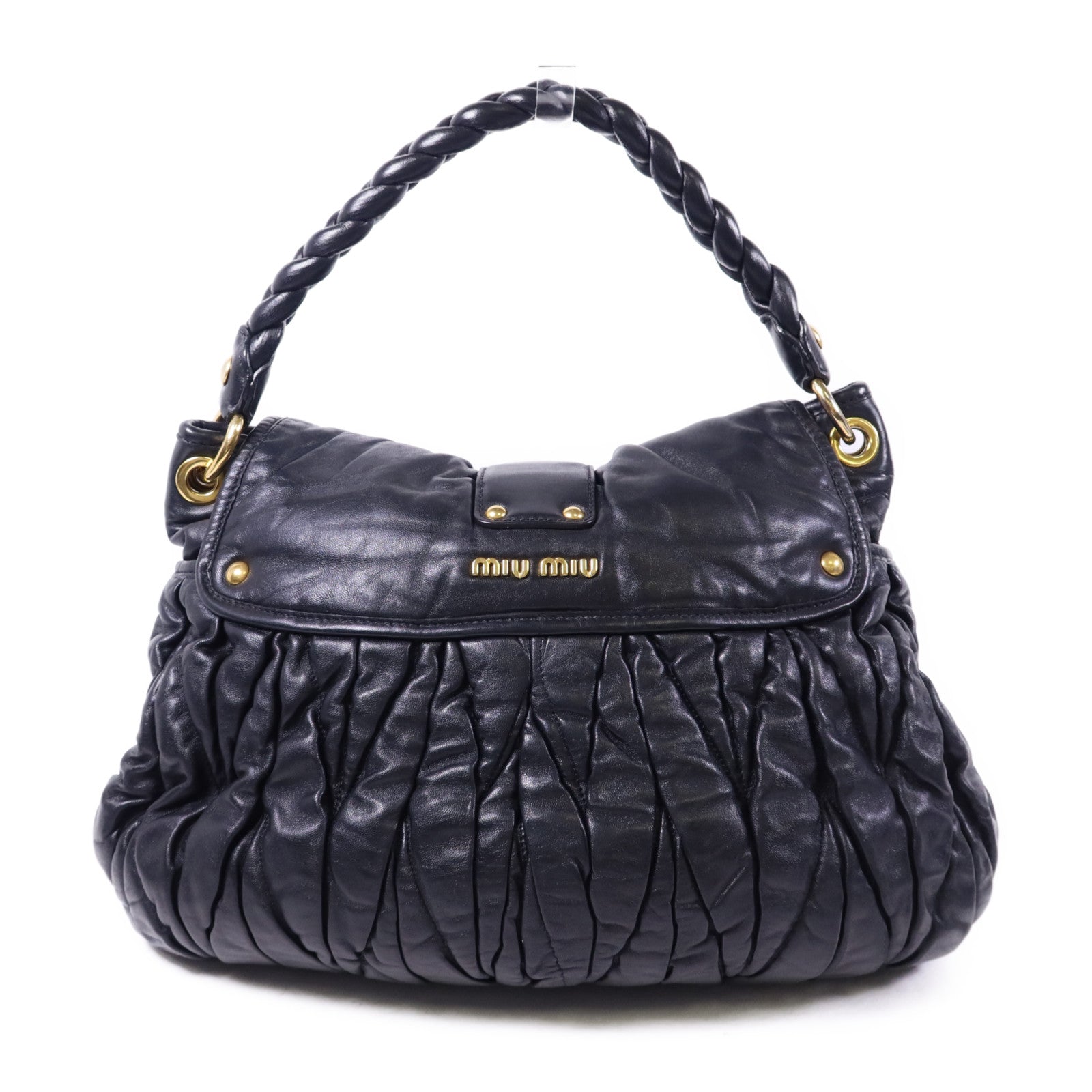 Miu Miu 羊皮皮革2 Way Shoulder Bag金扣手挽肩背兩用袋