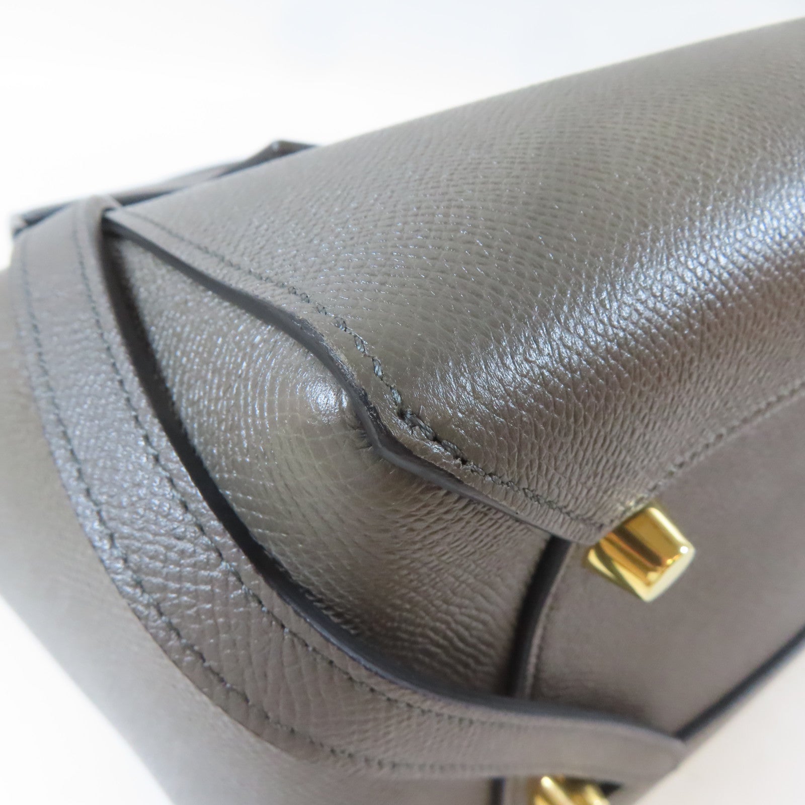 CELINE 牛皮皮革Belt Bag金扣手挽肩背兩用袋灰色