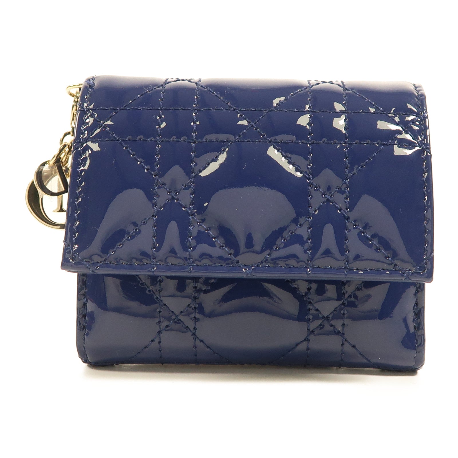 Dior 漆皮皮革Lady Dior Wallet金扣錢包