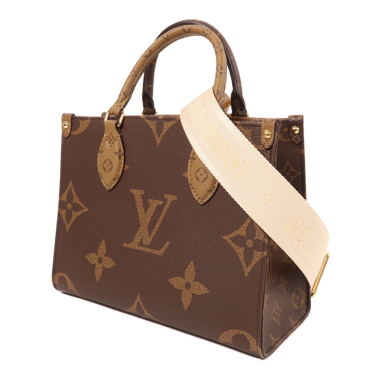 LOUIS VUITTON Monogram Giant OnTheGo PM金扣手挽肩背兩用袋棕色