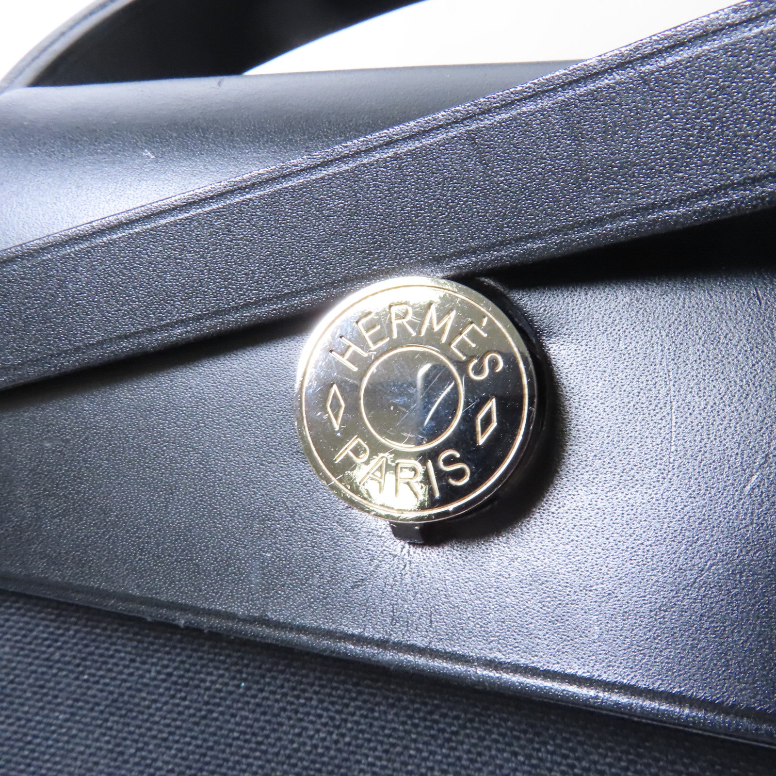 HERMES 帆布Herbag PM銀扣手挽肩背兩用袋黑色