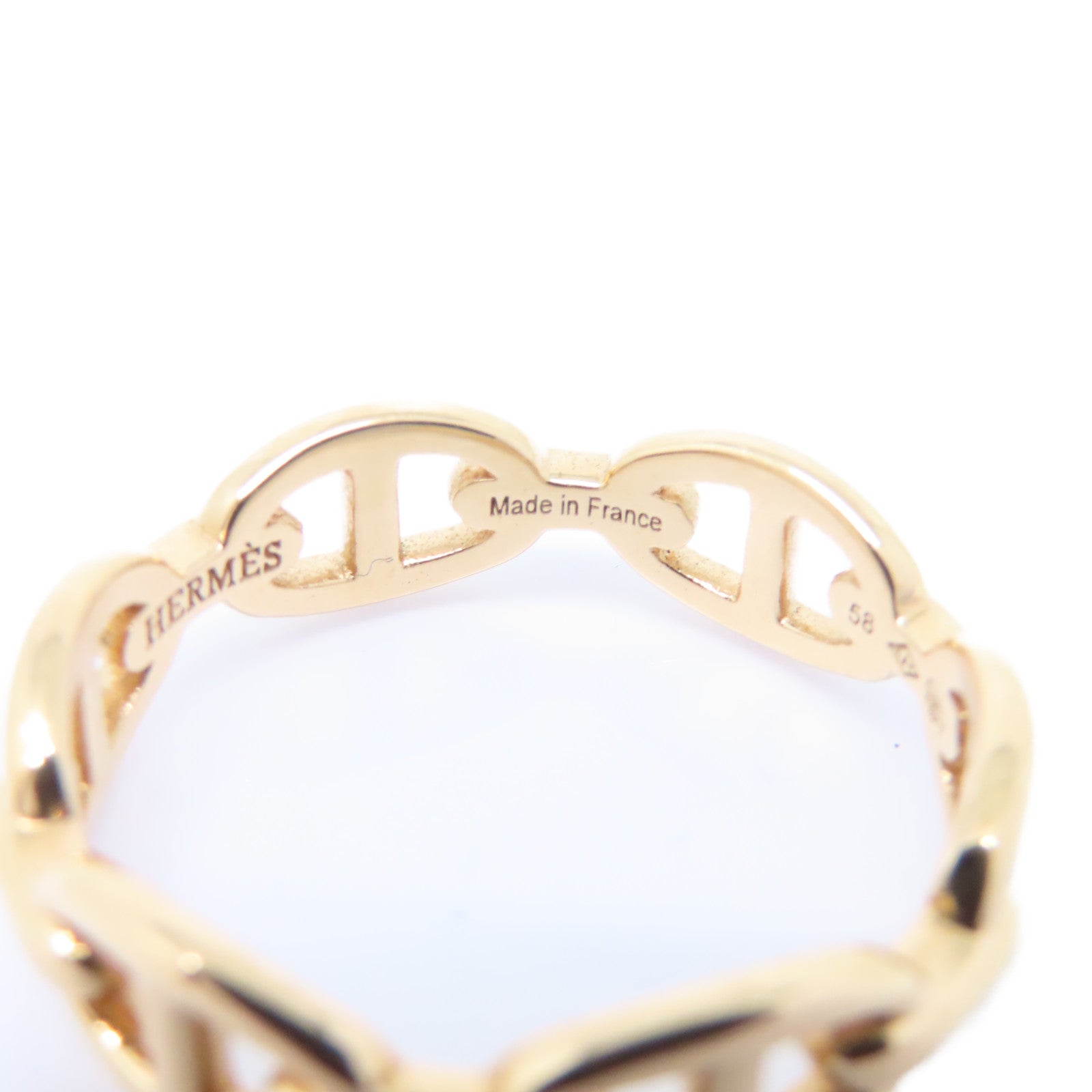 HERMES 18K玫瑰金Chaine Dancre Enchainee Ring戒指Hermes#58 US#8.25