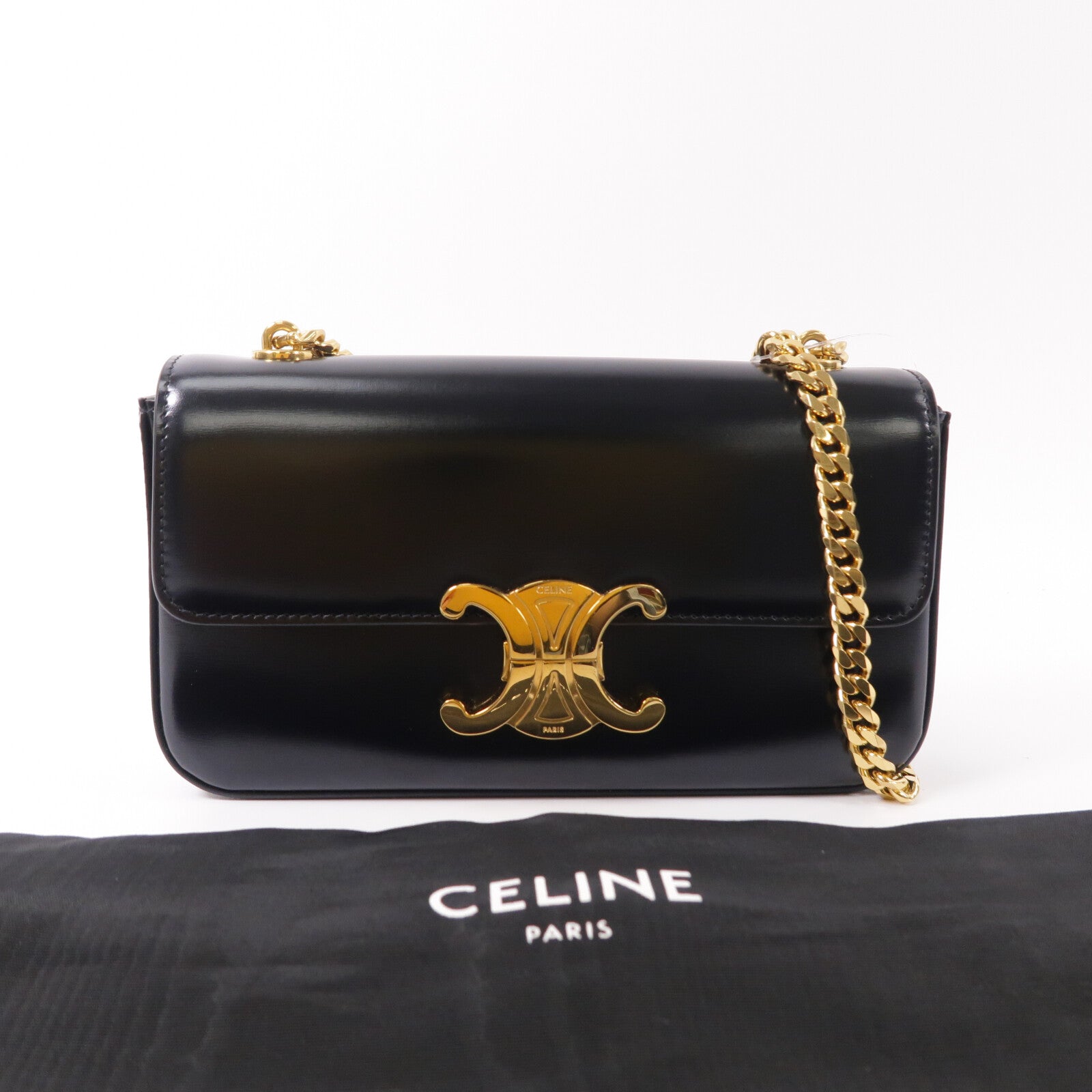 CELINE 牛皮皮革Claude鏈帶肩背袋