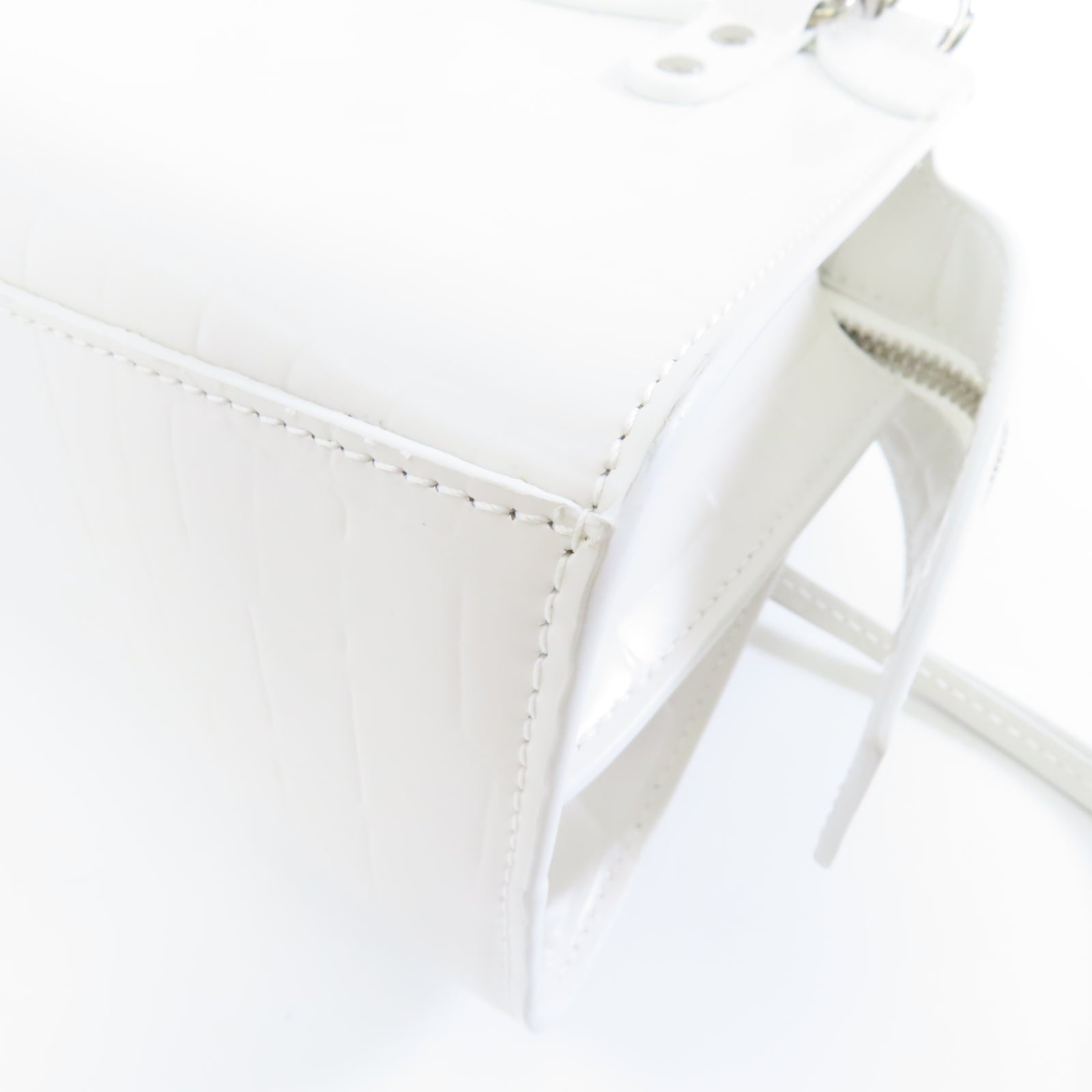 BALENCIAGA 牛皮皮革Neoclassical Mini銀扣手挽肩背兩用袋白色