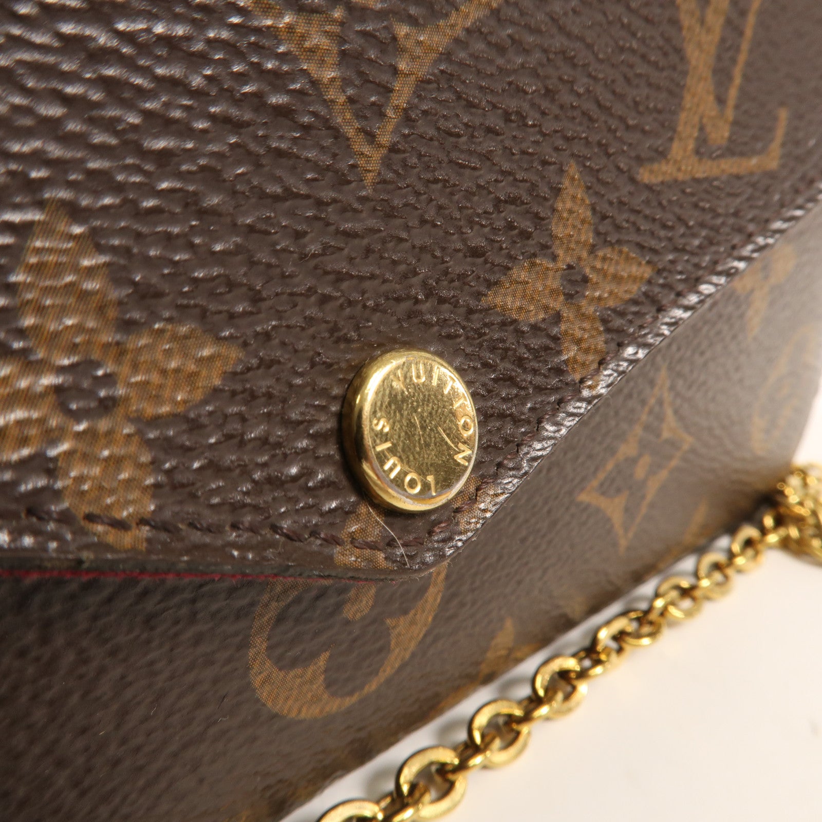 LOUIS VUITTON Monogram Pochette Felicie金扣鏈帶肩背袋