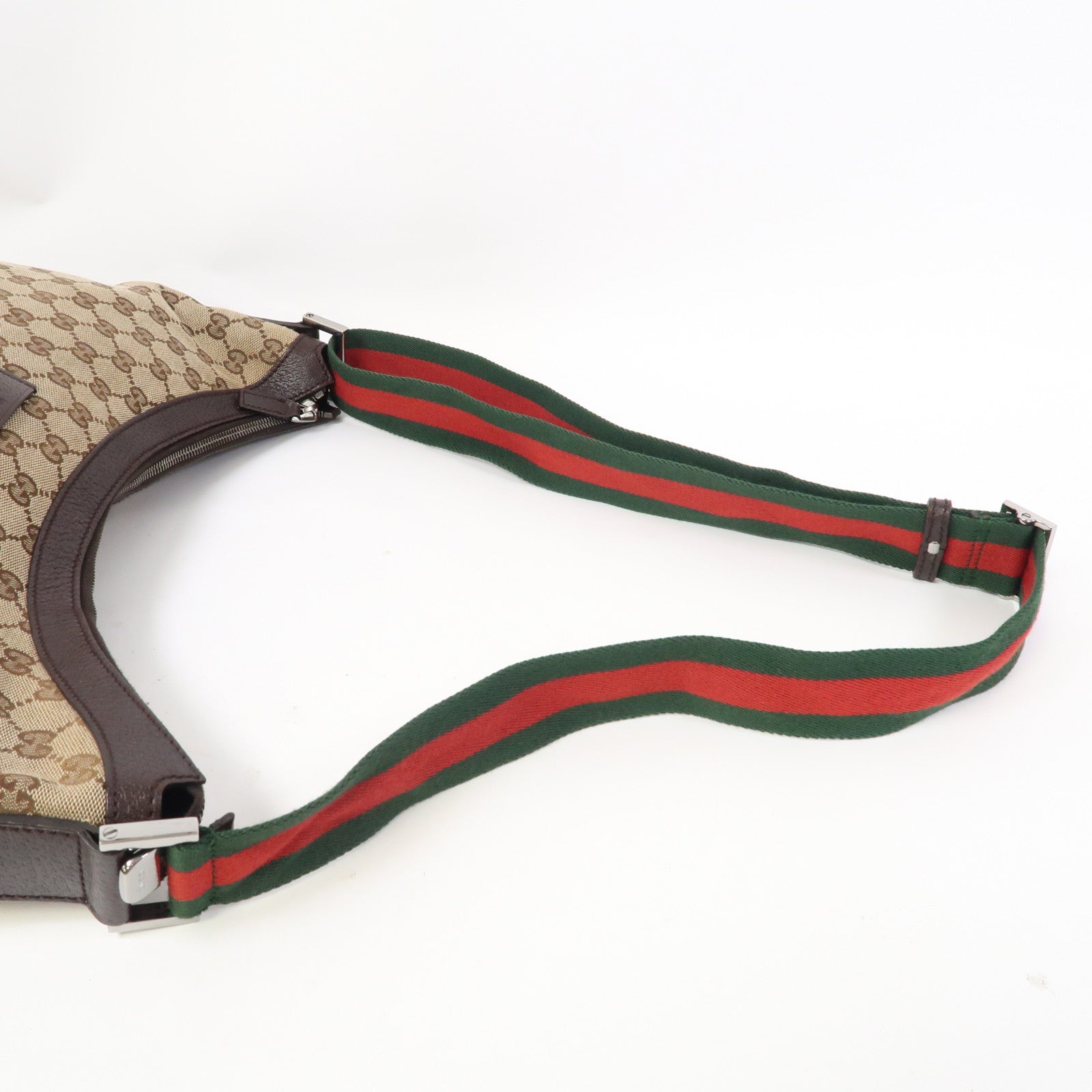 GUCCI 帆布Shoulder Bag銀扣肩背袋啡色