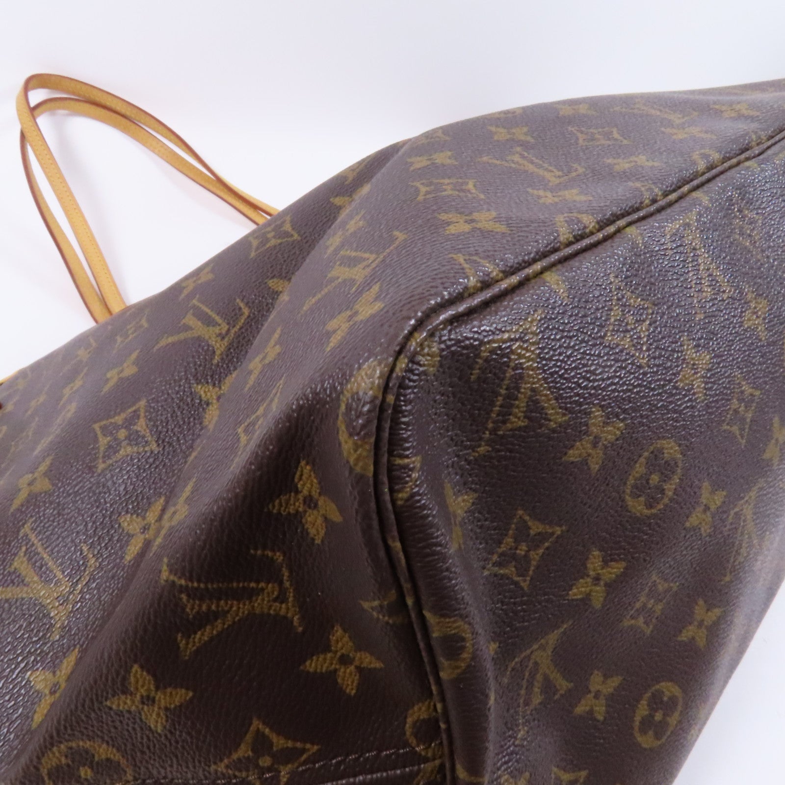 LOUIS VUITTON Monogram Neverfull GM金扣手挽袋啡色