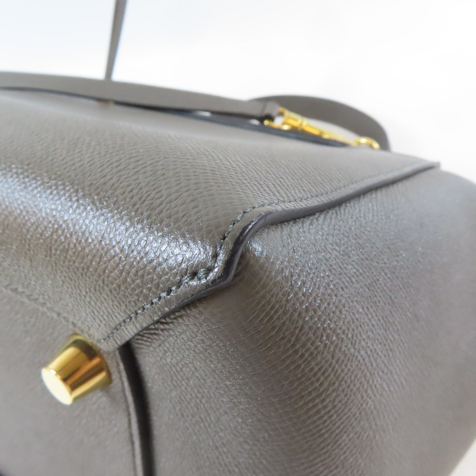 CELINE 牛皮皮革Belt Bag金扣手挽肩背兩用袋灰色
