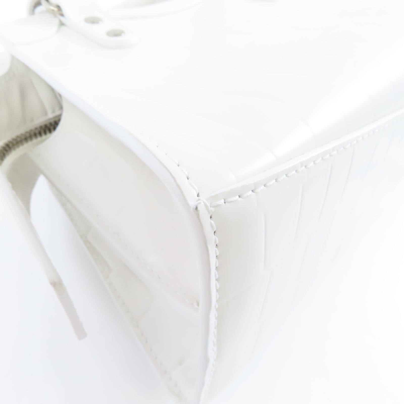 BALENCIAGA 牛皮皮革Neoclassical Mini銀扣手挽肩背兩用袋白色