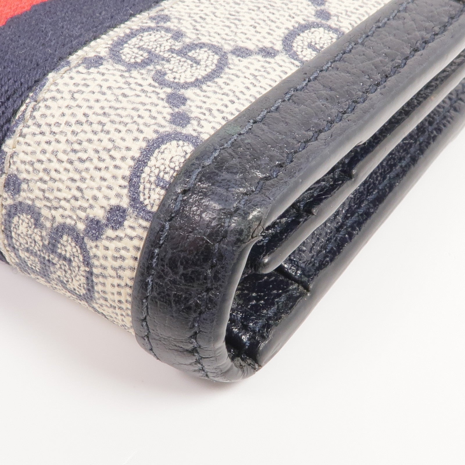 GUCCI 塗層帆布/皮革Ophidia Card Case Wallet銀扣錢包