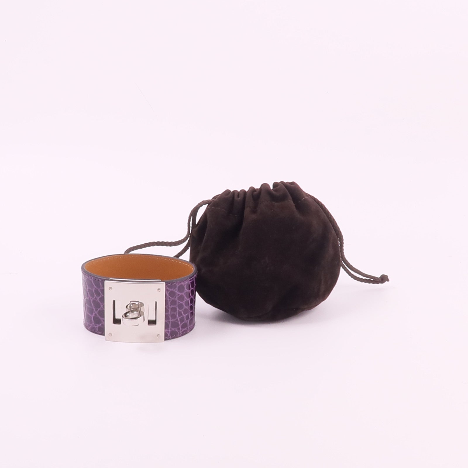 HERMES 【激減優惠】鱷魚皮革Kelly Dog手鐲Amethyst