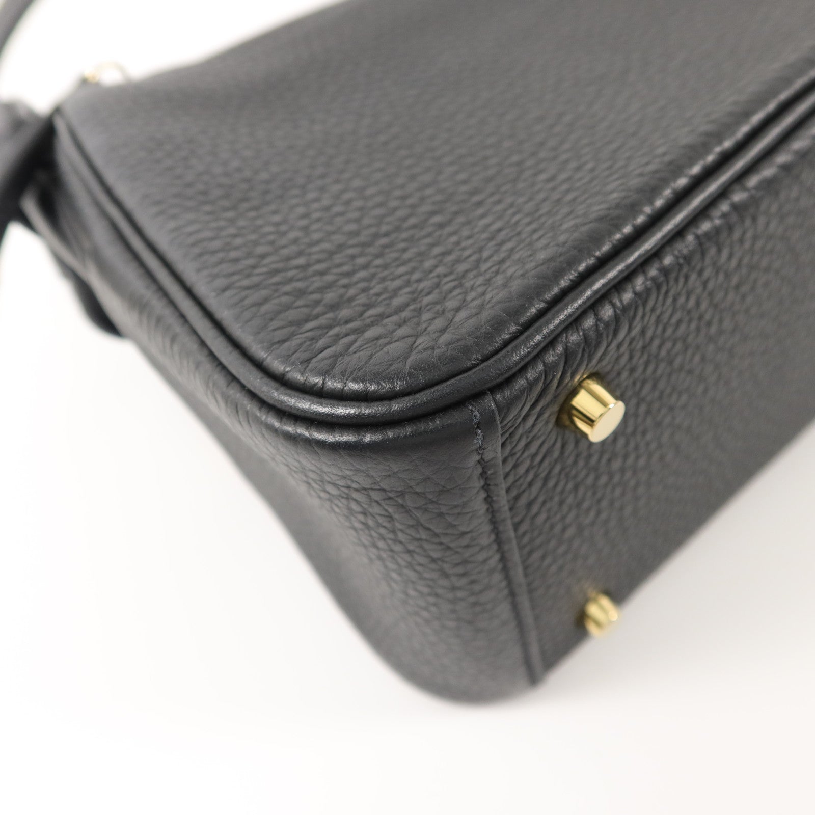 HERMES Clemence皮革Mini Lindy手挽肩背兩用袋Noir