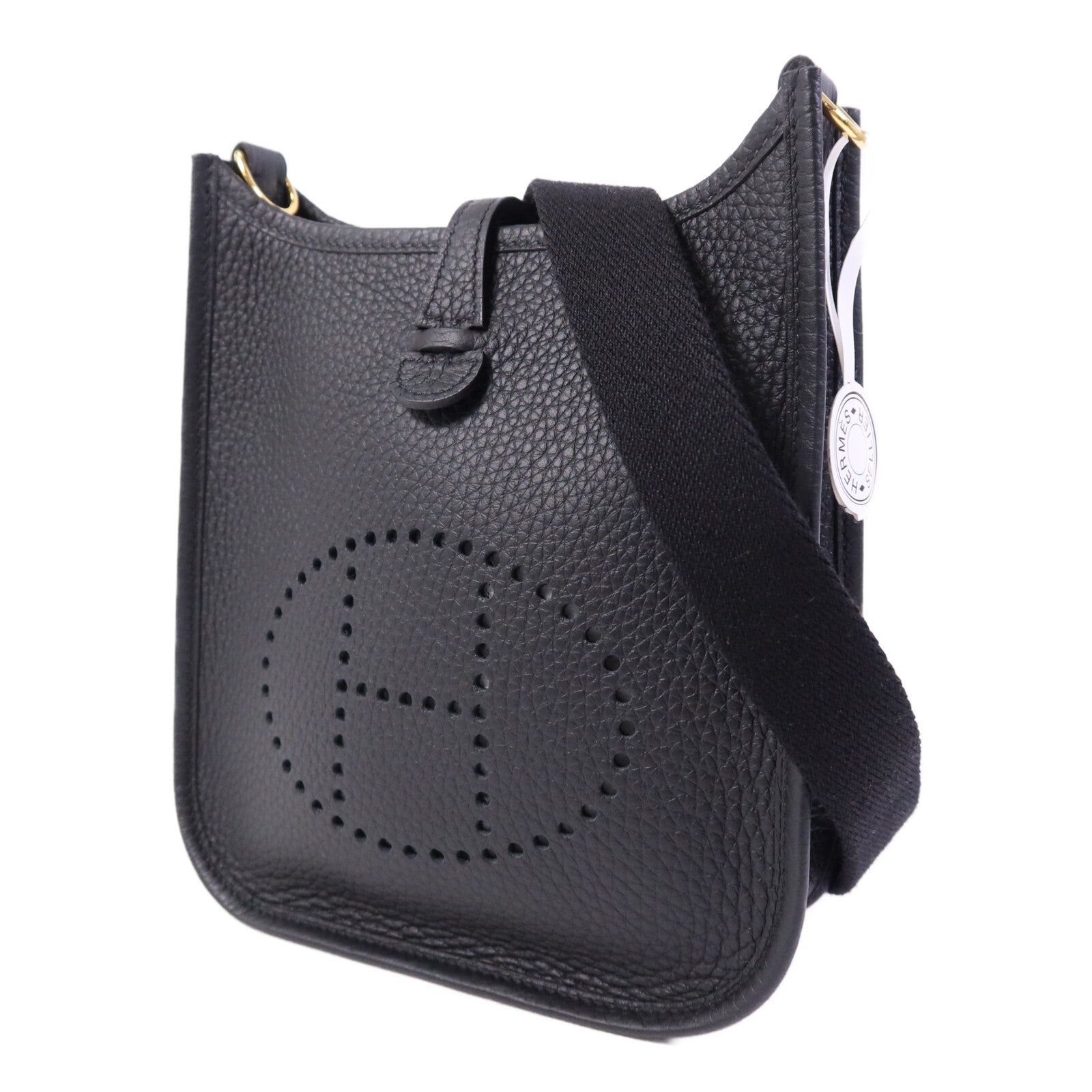 HERMES Clemence皮革Evelyne TPM金扣肩背袋Noir