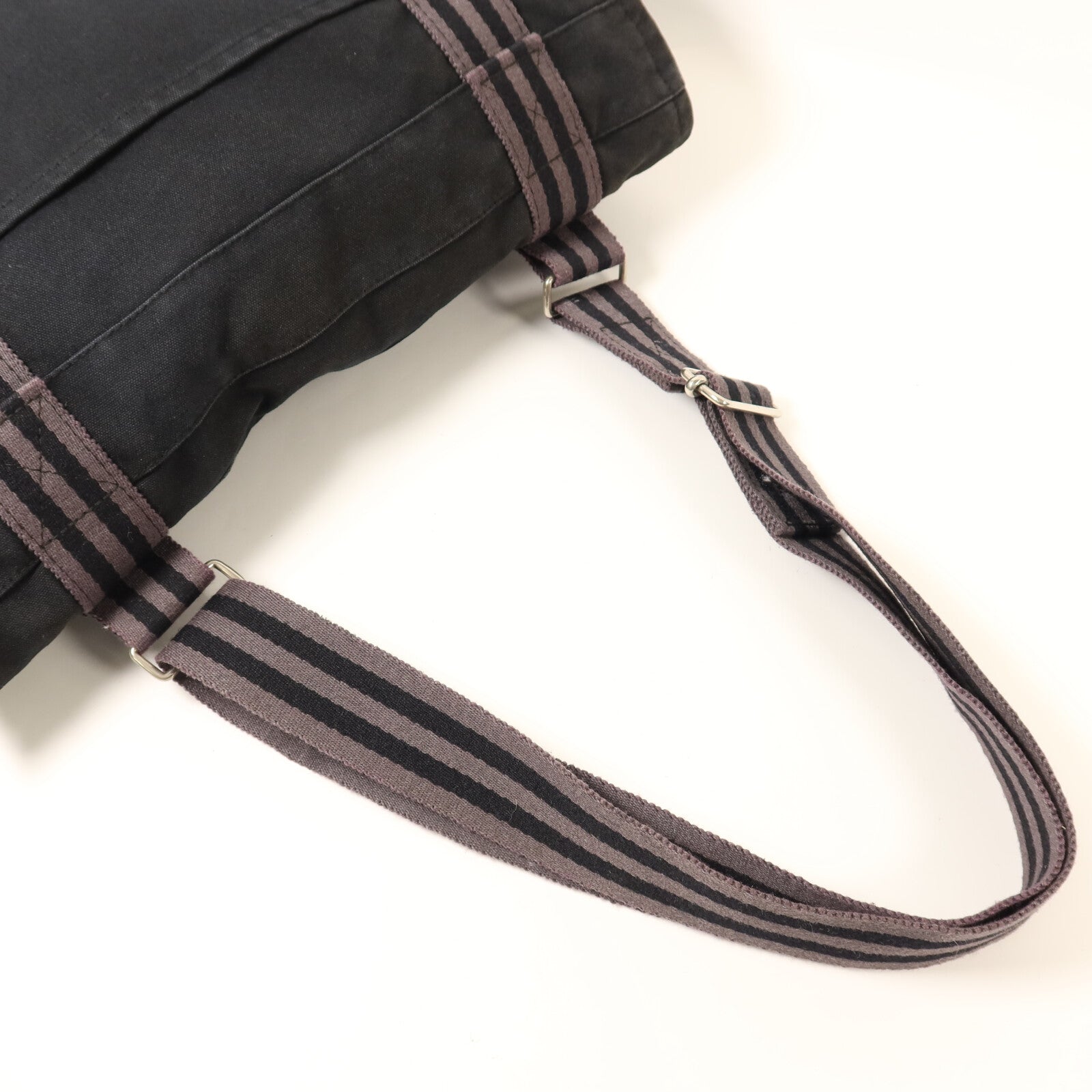 HERMES 帆布Herline Messenger Bag銀扣肩背袋Noir