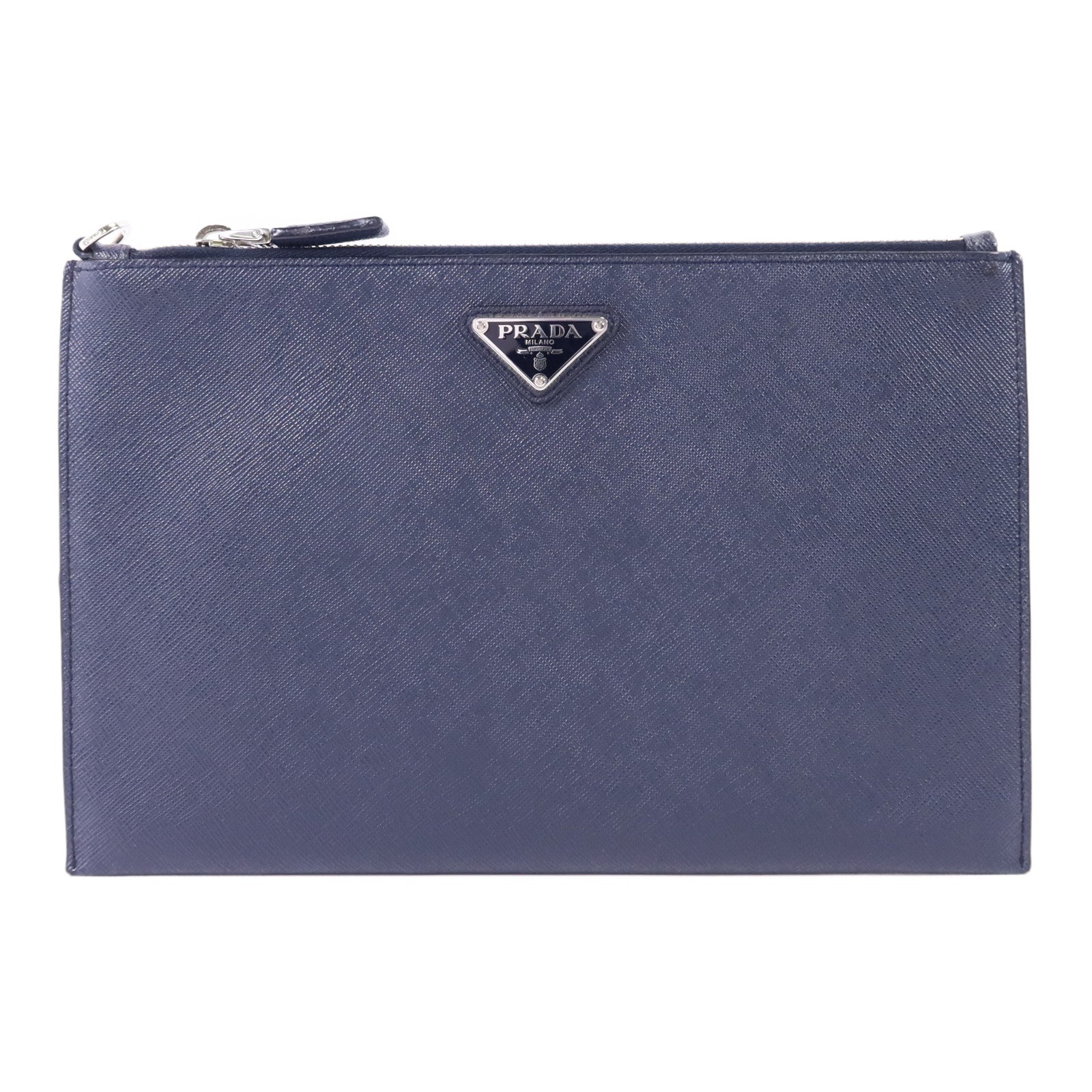 PRADA Saffiano皮革Pouch銀扣小袋