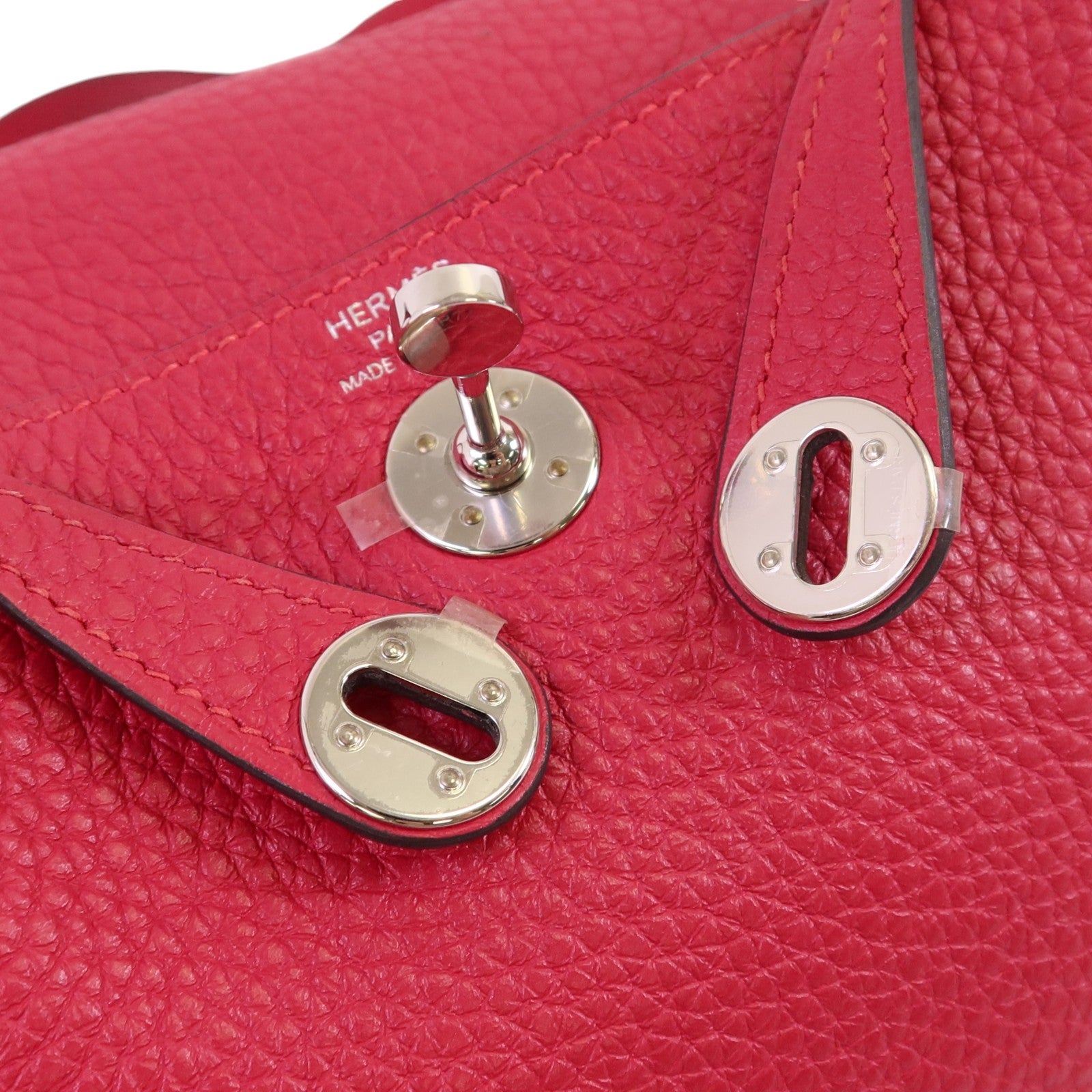 HERMES Togo皮革Mini Lindy銀扣肩背袋