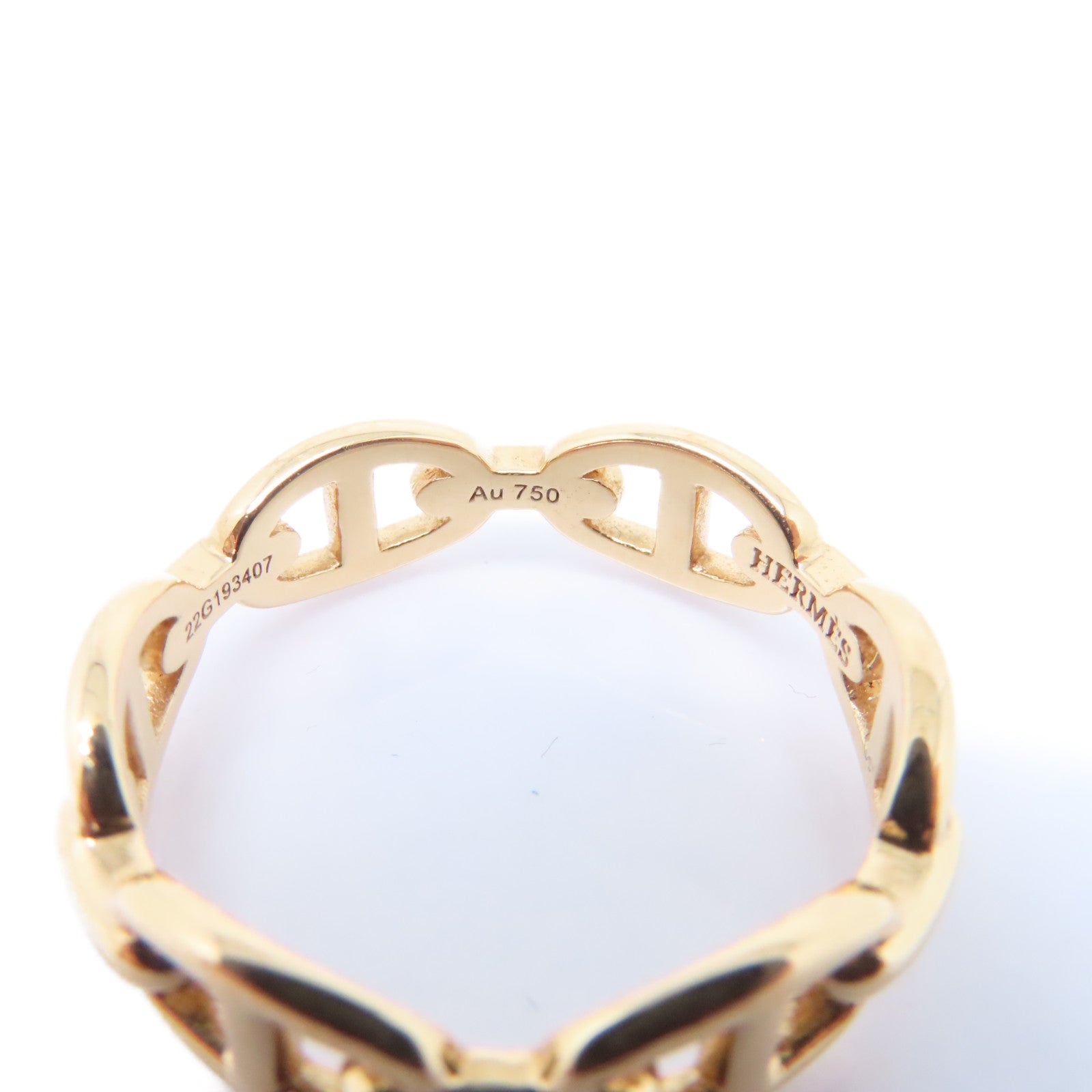 HERMES 18K玫瑰金Chaine Dancre Enchainee Ring戒指Hermes#58 US#8.25