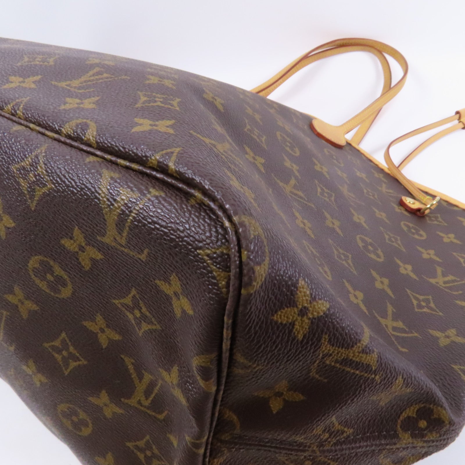 LOUIS VUITTON Monogram Neverfull GM金扣手挽袋啡色