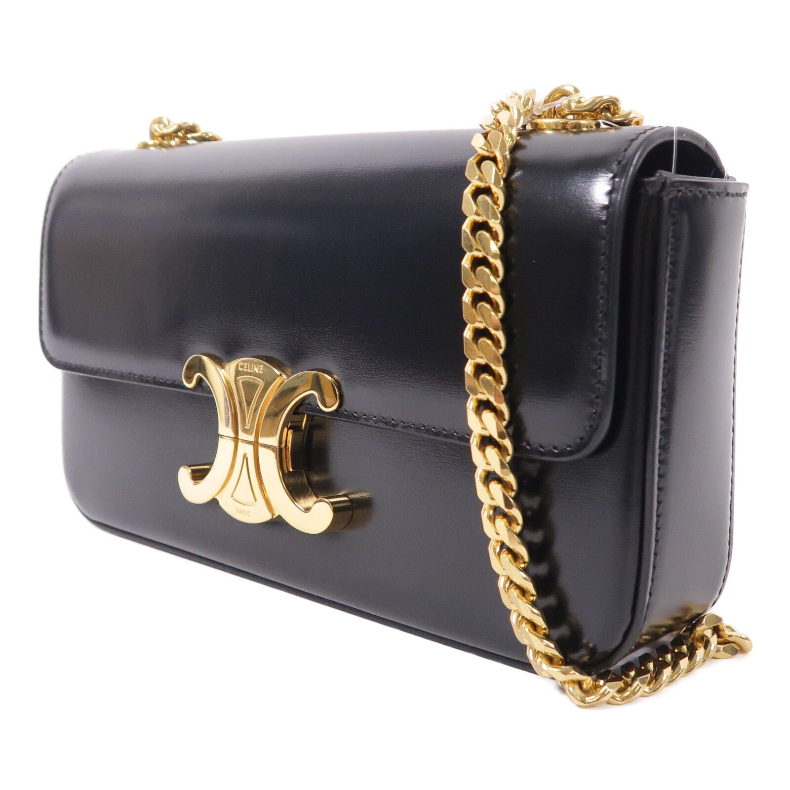 CELINE 牛皮皮革Claude鏈帶肩背袋