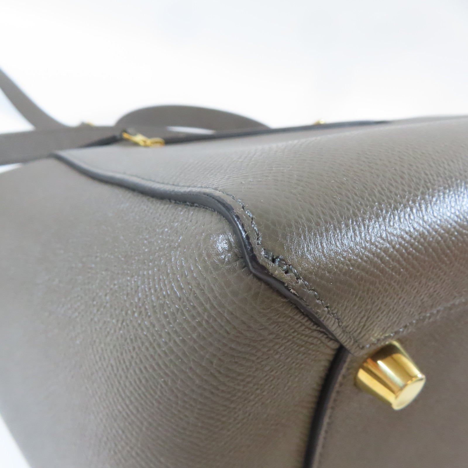 CELINE 牛皮皮革Belt Bag金扣手挽肩背兩用袋灰色