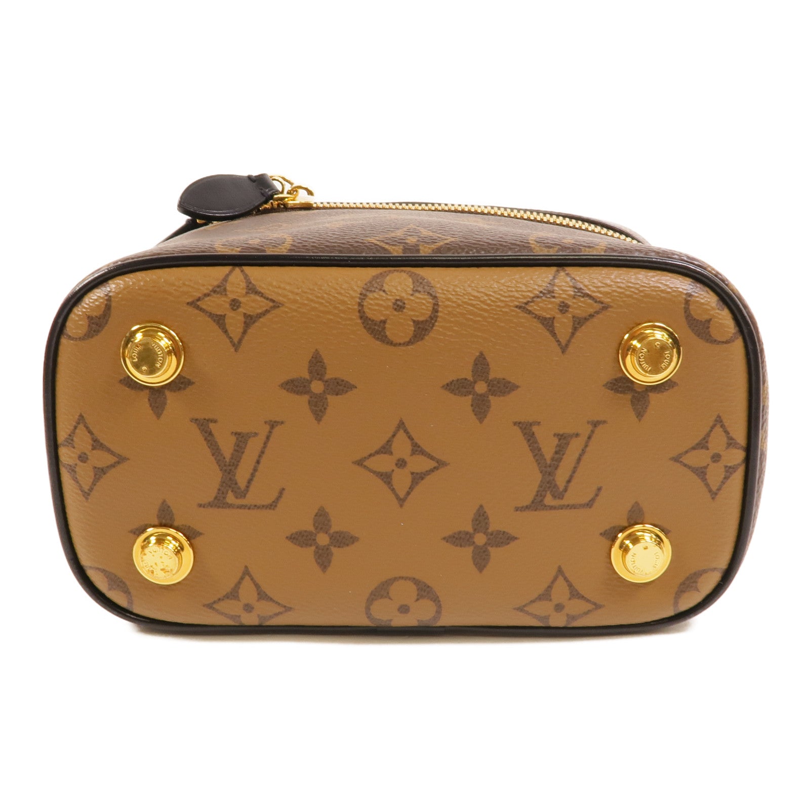 LOUIS VUITTON Monogram Reverse Vanity PM金扣手挽肩背兩用袋棕色