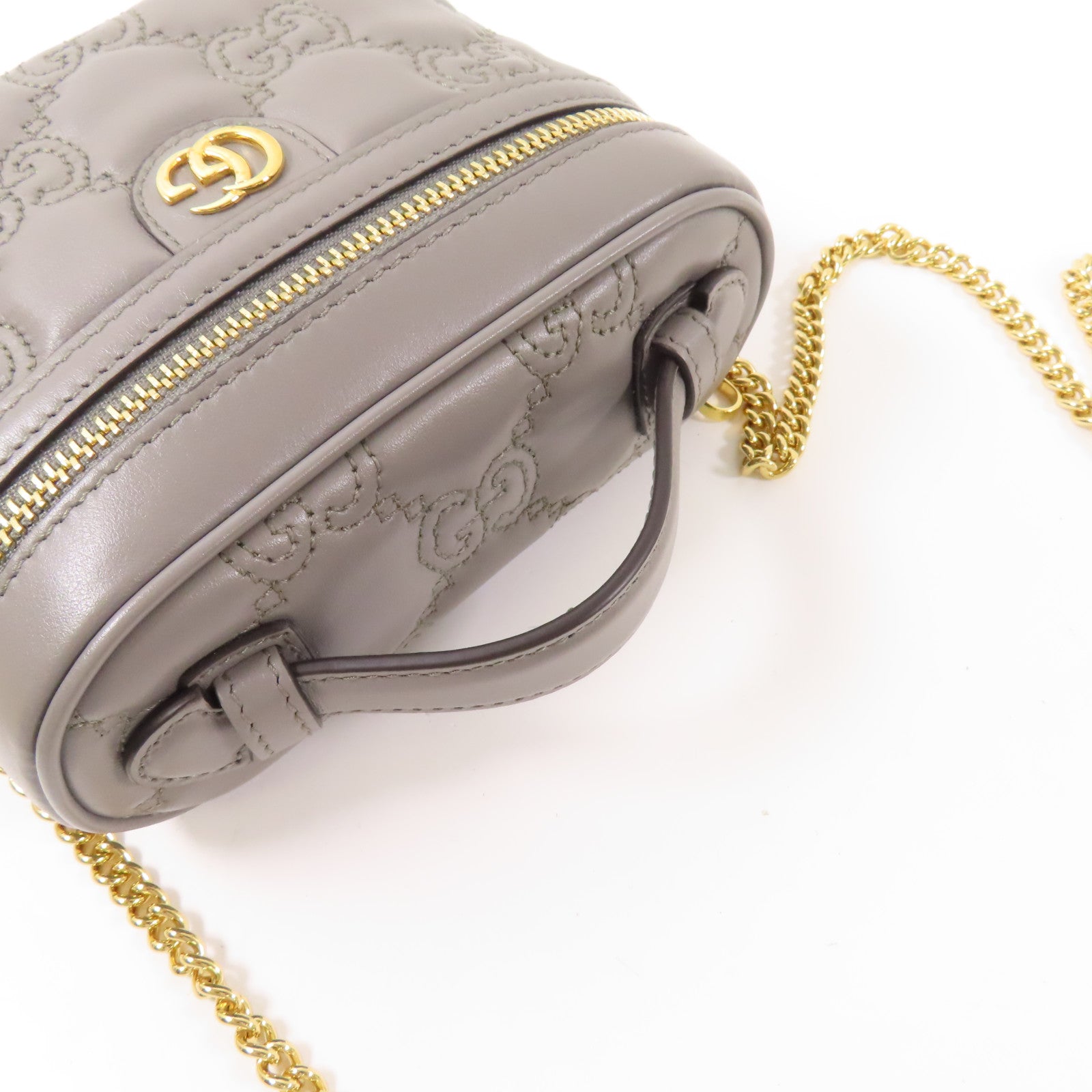 GUCCI 皮革Matelasse Top Handle Mini鏈帶肩背袋