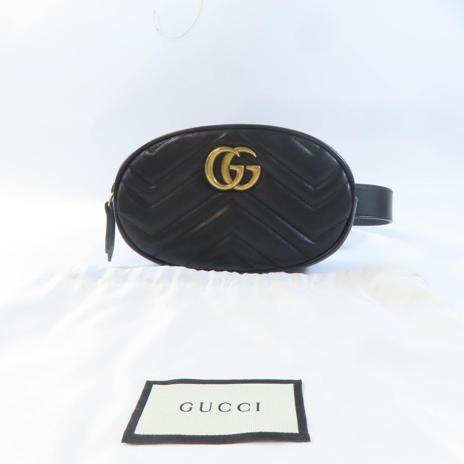 GUCCI 牛皮皮革GG Marmont Waist Bag金扣腰包黑色