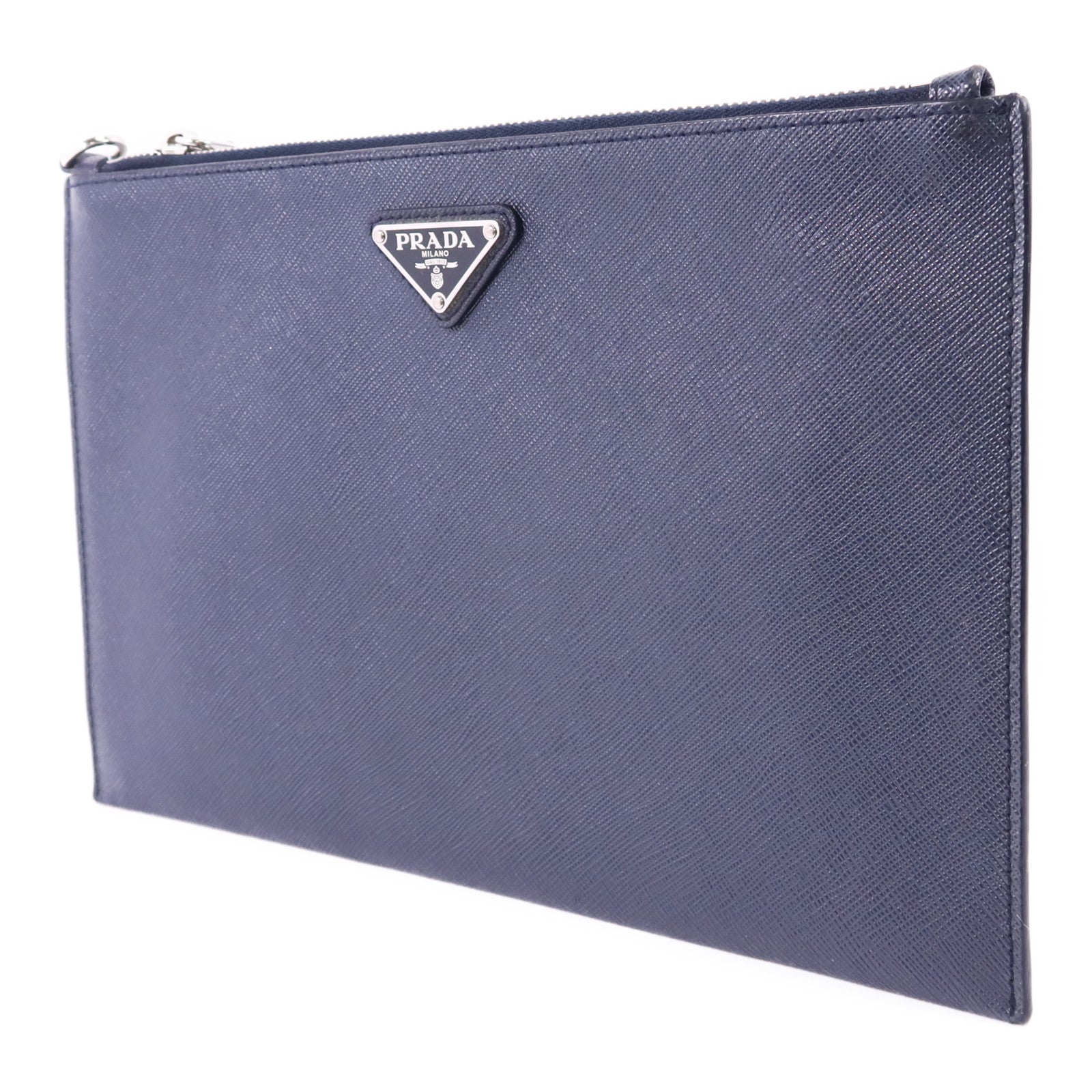 PRADA Saffiano皮革Pouch銀扣小袋