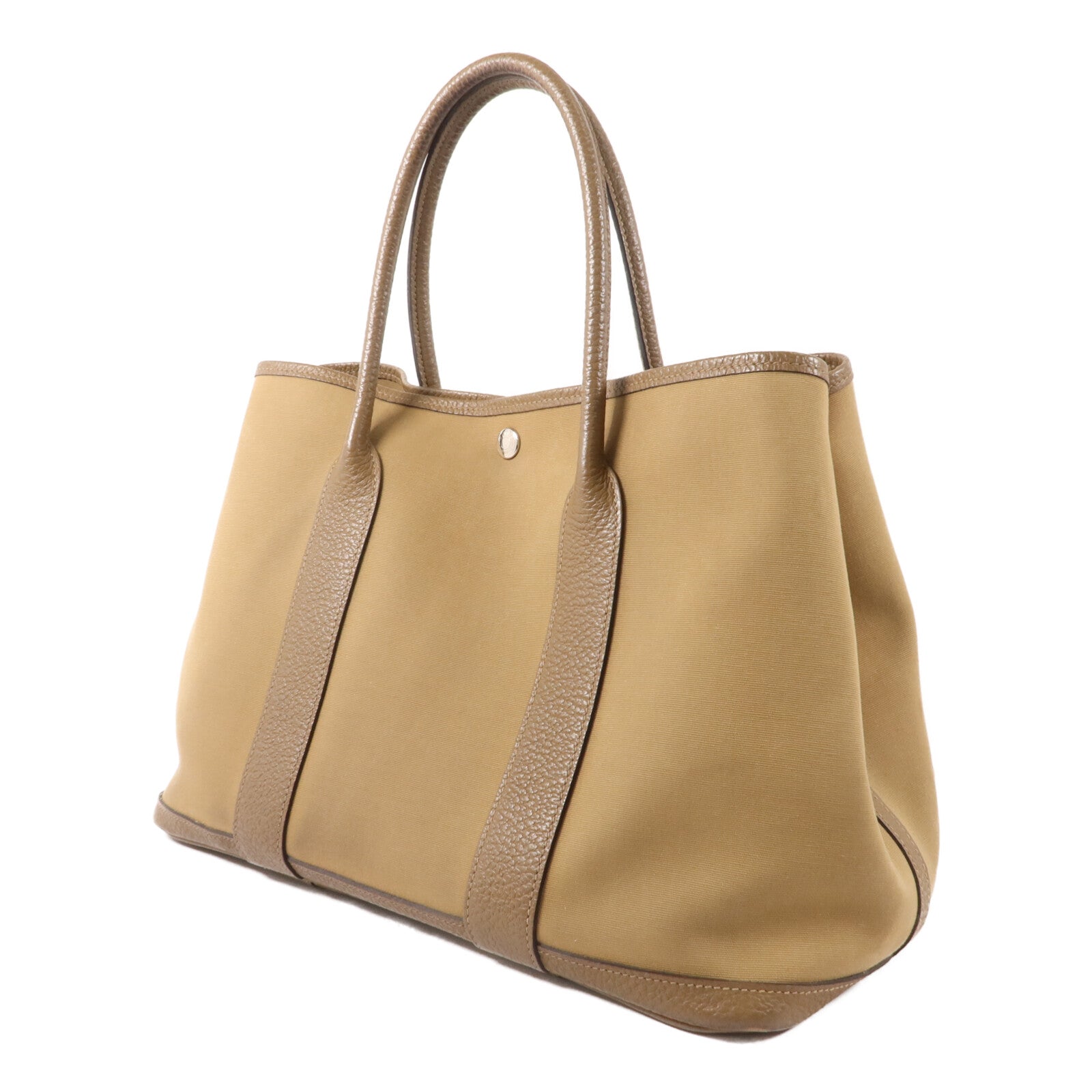 HERMES 帆布/Negonda皮革Garden Party PM手挽袋Etoupe